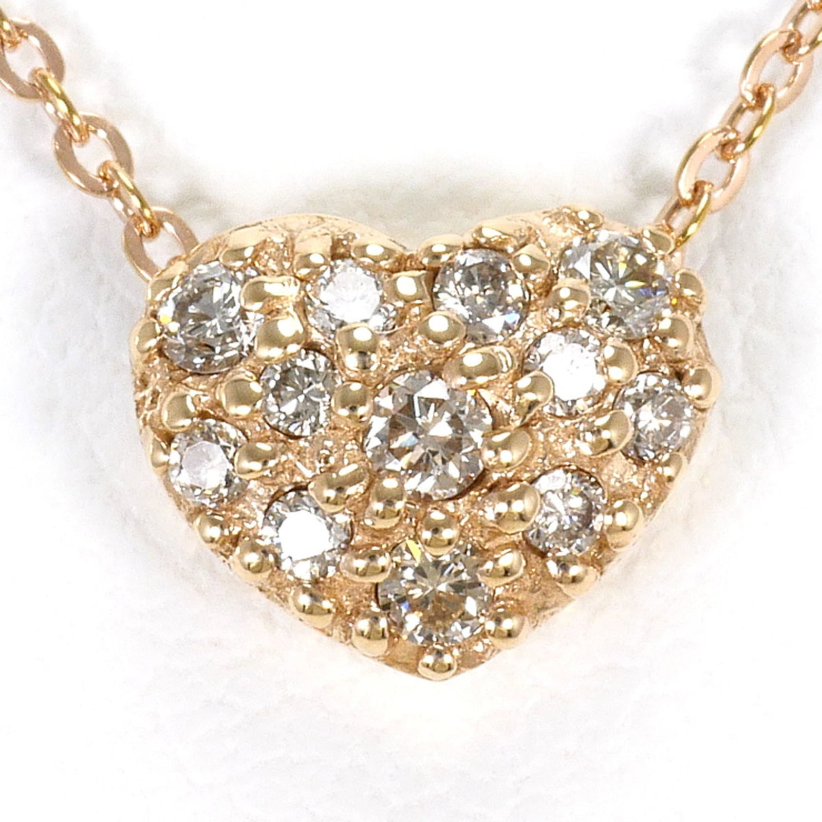K10 10K Pg Pink Gold Necklace With 0.12Ct Diamond Total Weight 1.2G 40Cm Like New Condition (1 of 5)