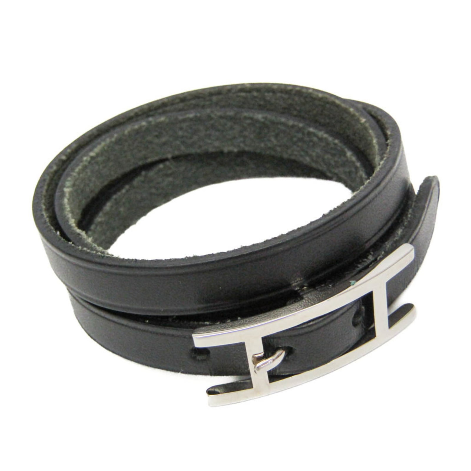 Metal Leather Bangle Hermes: Metal Leather Bangle Hermes The Metal Leather Bangle Hermes boasts sleek, modern design with a striking combination of black leather and silver metal. Its slender 7mm width and adjustable length make 