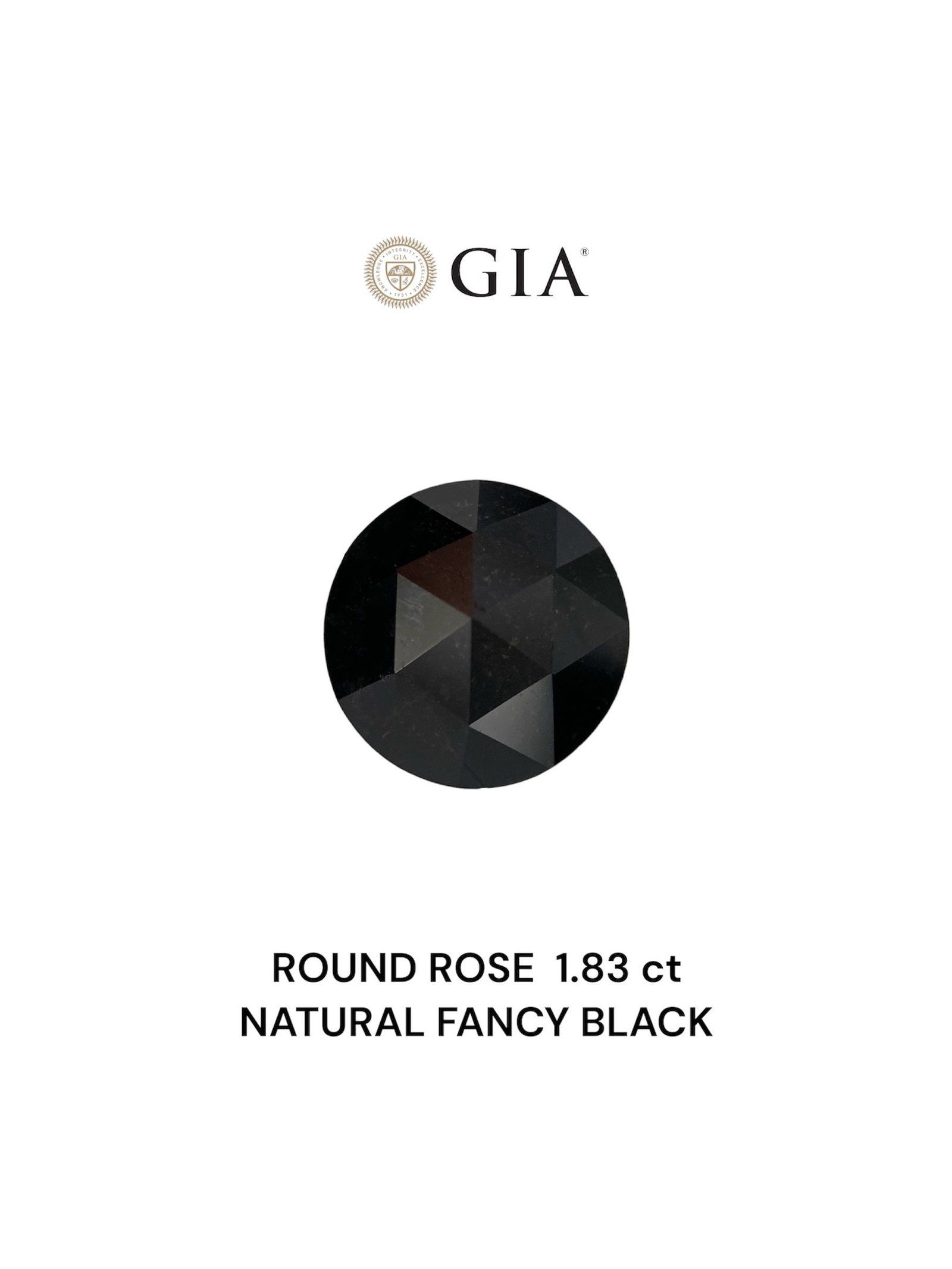GIA Rose 1.83ct Fancy Black VVS2 - Loose Natural Diamond: GIA Rose 1.83ct Fancy Black VVS2 - Loose Natural Diamond GIA certified, this loose natural diamond boasts an impressive 1.83 carats in Fancy Black color, graded VVS2 for exceptional clarity and EX