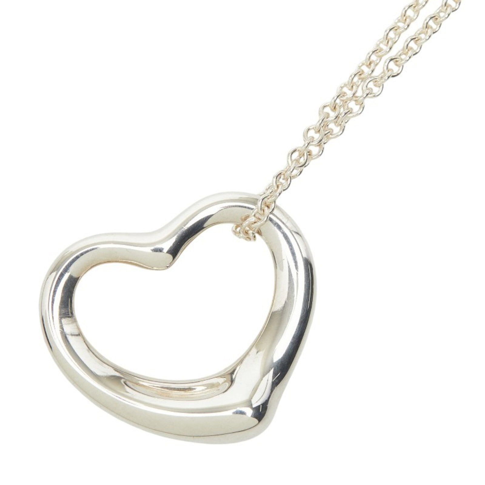 Women's necklace heart open silver Sv925 Tiffany: Women's necklace heart open silver Sv925 Tiffany Silver 925 Tiffany necklace heart open pendant, featuring a 20.3mm x 21.9mm open heart design, suspended from a 40cm chain with a 15.74'' circumference