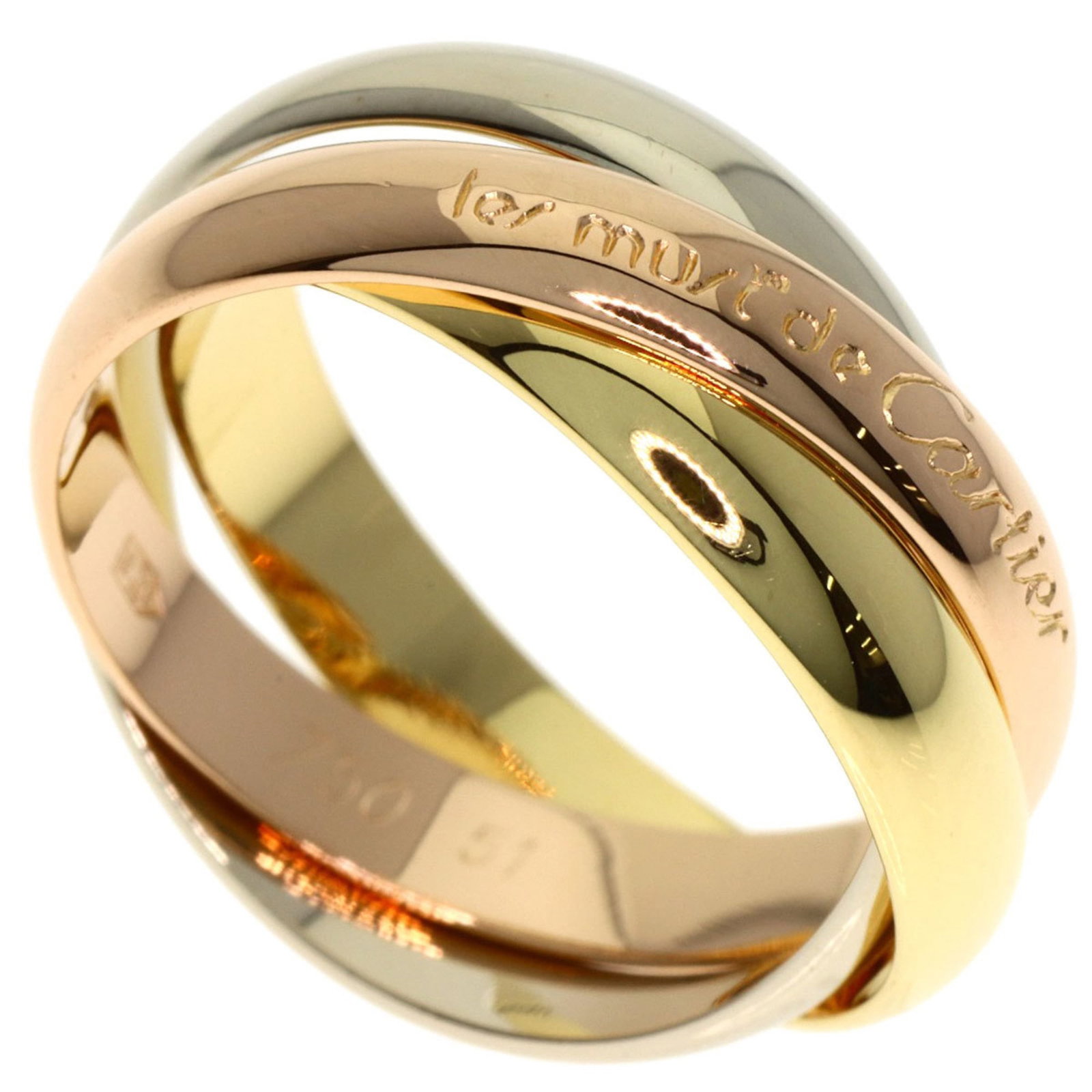 Cartier Women's Trinity Ring 51 18k Yellow Gold 18k Pink White Gold: Cartier Women's Trinity Ring 51 18k Yellow Gold 18k Pink White Gold Cartier Women's Trinity Ring 51 in 18k Yellow Gold and 18k Pink White Gold. This elegant ring features the iconic Cartier Trinity de