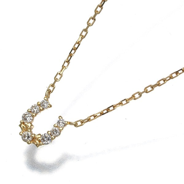 Agete Necklace Diamond 0.05Ct Horseshoe 18K 750 Yellow Gold: Agete Necklace Diamond 0.05Ct Horseshoe 18K 750 Yellow Gold Agete Necklace Diamond 0.05Ct Horseshoe 18K 750 Yellow Gold - A stunning 18k yellow gold horseshoe pendant featuring a natural diamond,