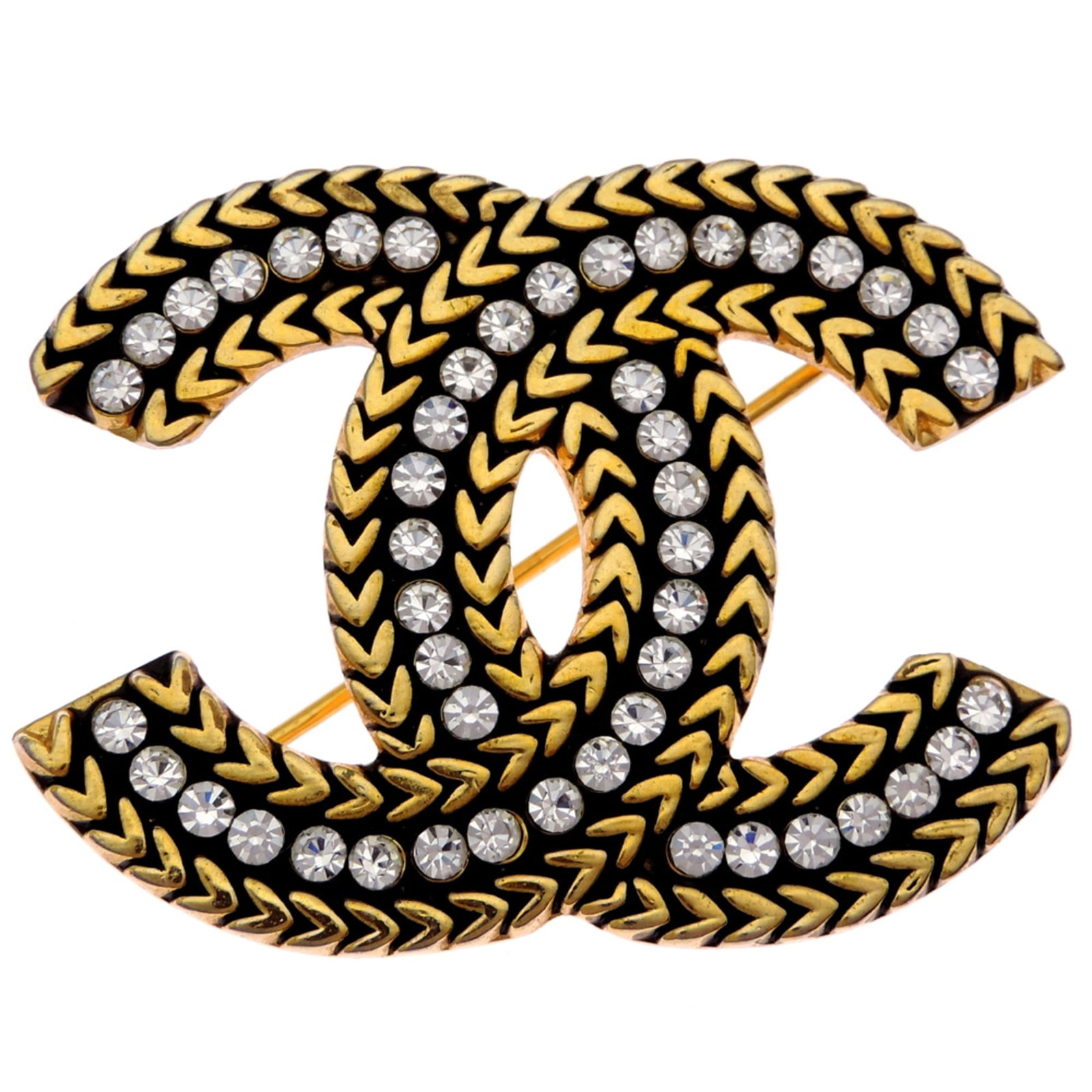 Chanel Brooch Gold Plating: Chanel Brooch Gold Plating Chanel Brooch Gold Plating boasts a sleek, sophisticated design with intricate details. The brooch features rhinestone accents and measures 3.33cm x 4.58cm / 1.31'' x 1.8''.