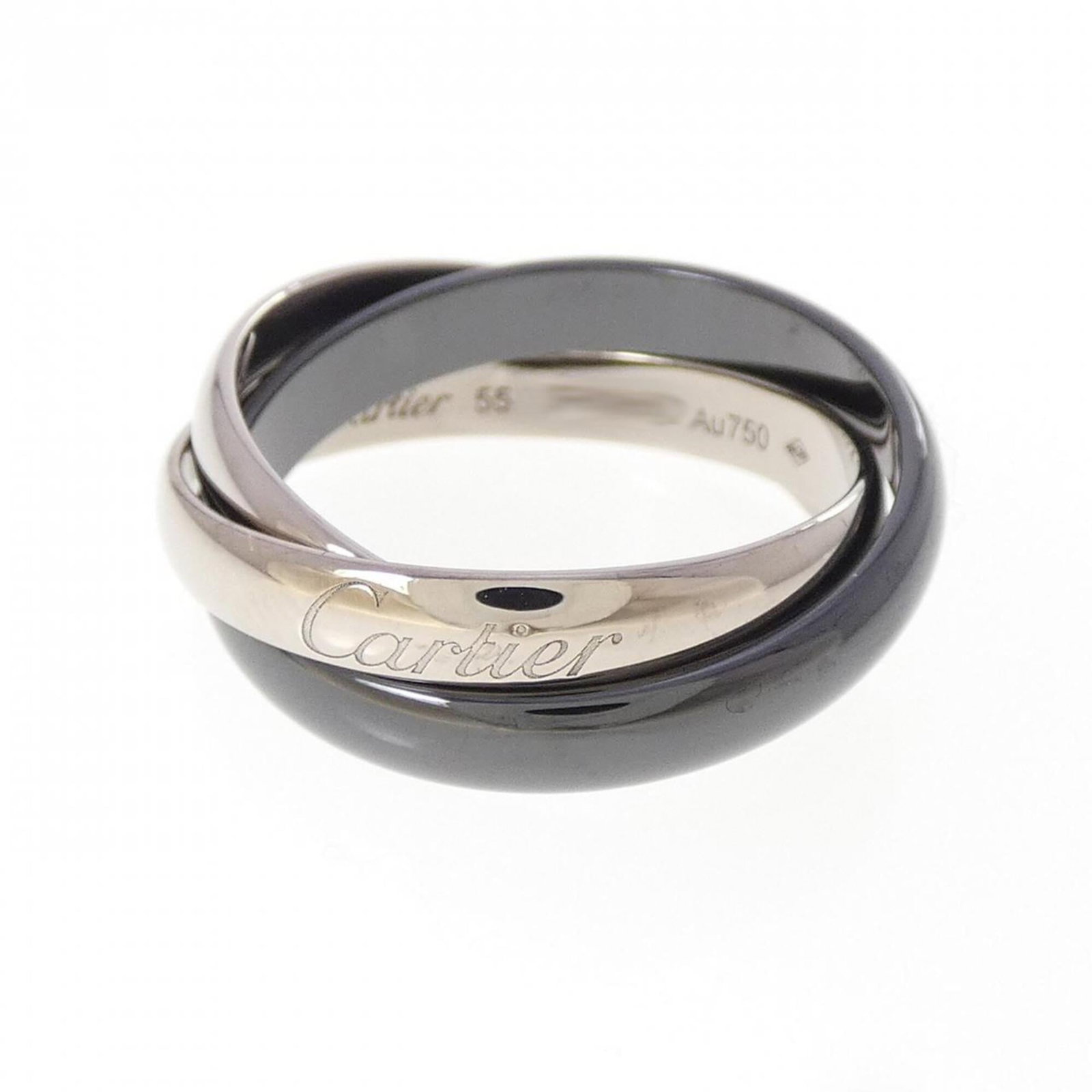 Ceramic White Gold 18k Band Ring Cartier: Ceramic White Gold 18k Band Ring Cartier Ceramic White Gold 18k Band Ring Cartier bears a signature. Made from ceramic and white gold (18K), this band ring features a unique combination of materials. 
