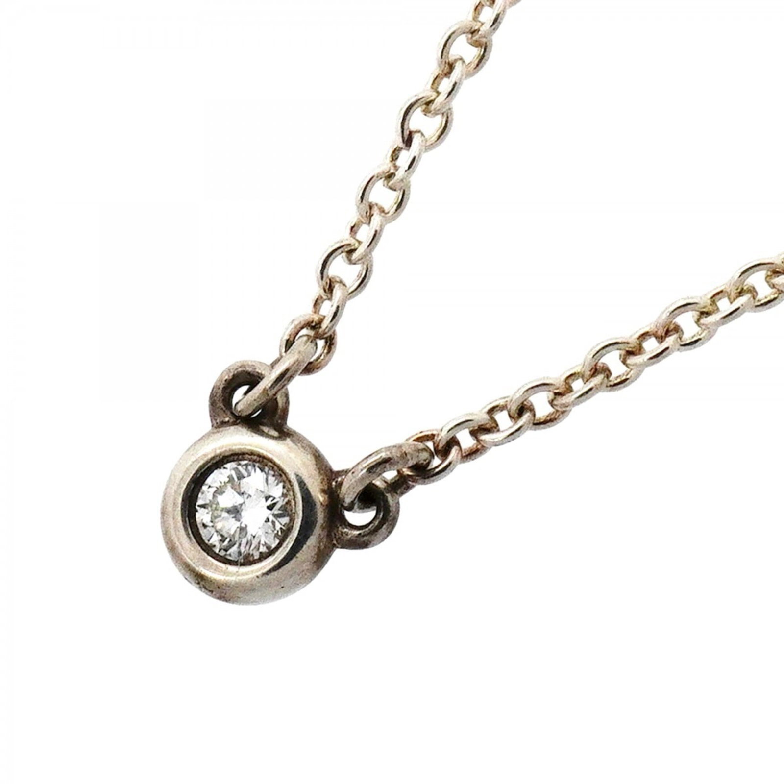 Tiffany & Co. By The Yard Necklace 1Pd (One Diamond) Sterling Silver 925 Women'S: Tiffany & Co. By The Yard Necklace 1Pd (One Diamond) Sterling Silver 925 Women'S Tiffany & Co. By The Yard Necklace features a sterling silver 925 chain and a one diamond pendant, showcasing the brand