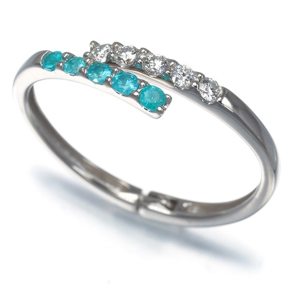 Paraiba Tourmaline Diamond One Size Fits All Ring 850 Platinum: Paraiba Tourmaline Diamond One Size Fits All Ring 850 Platinum Paraiba Tourmaline Diamond Ring in 850 Platinum - A stunning natural Paraiba Tourmaline paired with diamond accents, set in a sleek and d