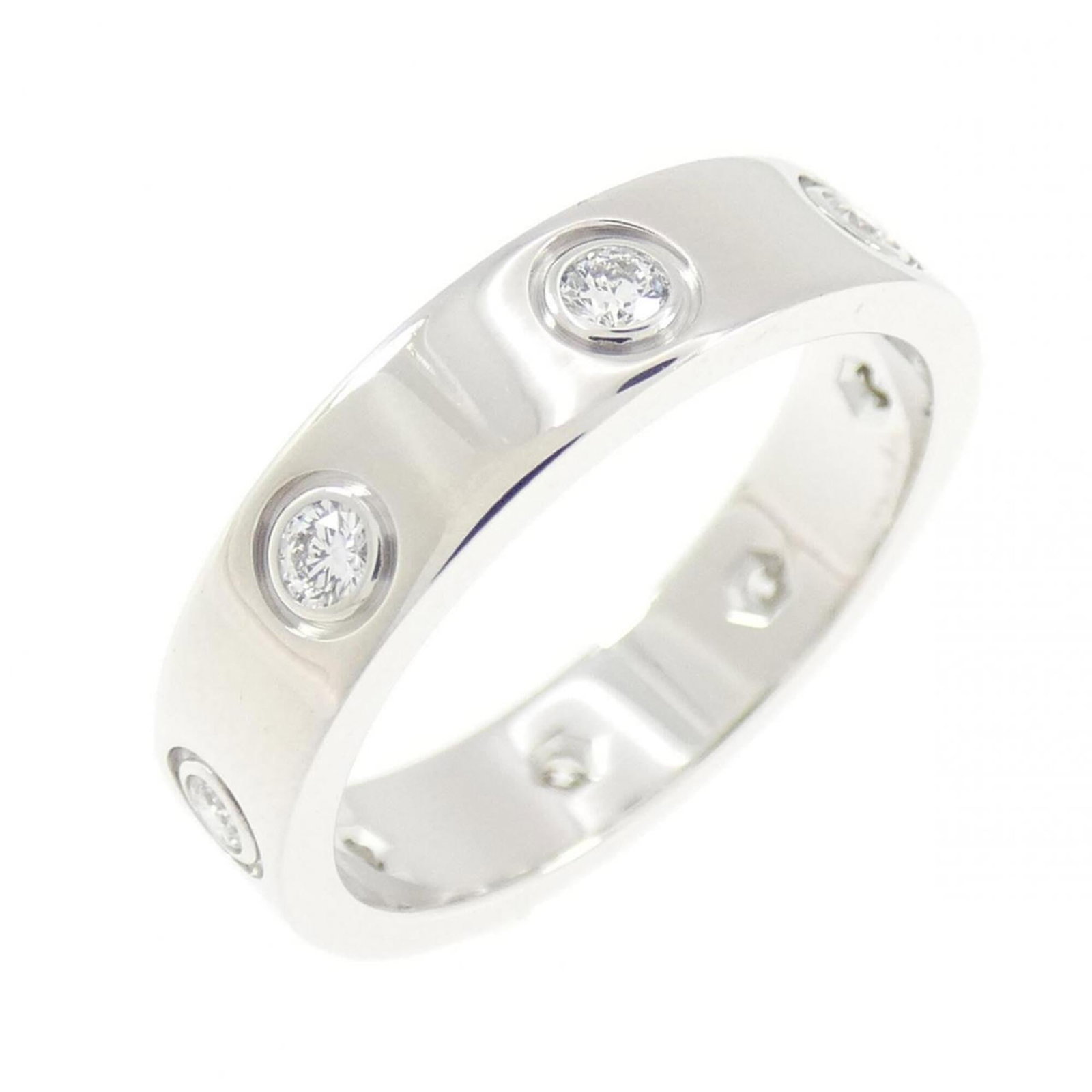 Cartier Band Ring White Gold (18K): Cartier Band Ring White Gold (18K) Cartier Band Ring White Gold (18K) - A sleek and sophisticated band ring crafted from high-quality white gold, measuring 47 US size 4. This elegant piece boasts the 