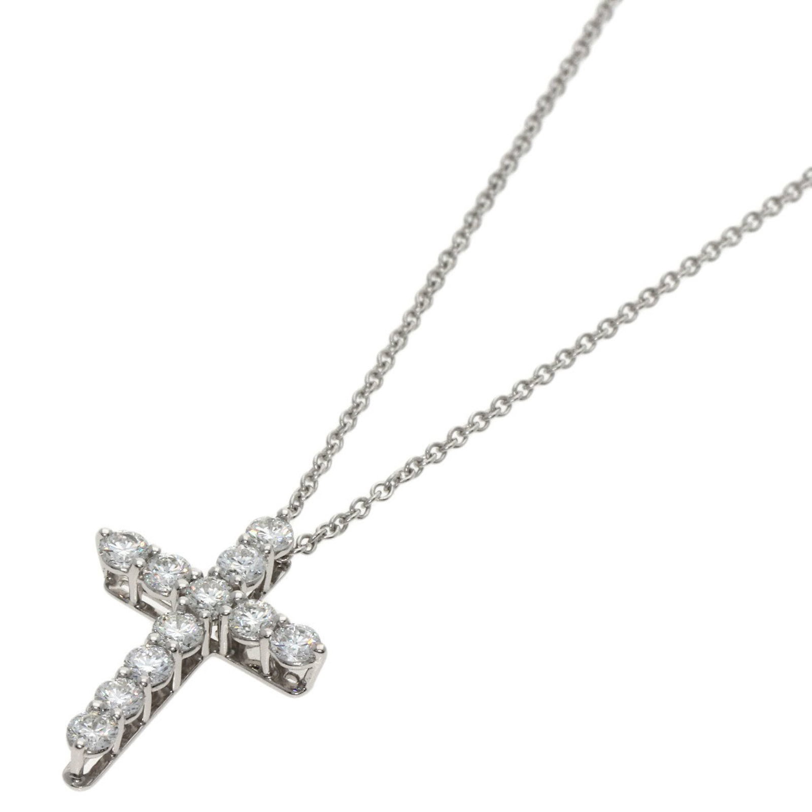 Tiffany platinum diamond necklace for women's small cross: Tiffany platinum diamond necklace for women's small cross Tiffany platinum diamond necklace for women's small cross features a stunning 41 cm platinum chain and a beautifully crafted pendant with an 1