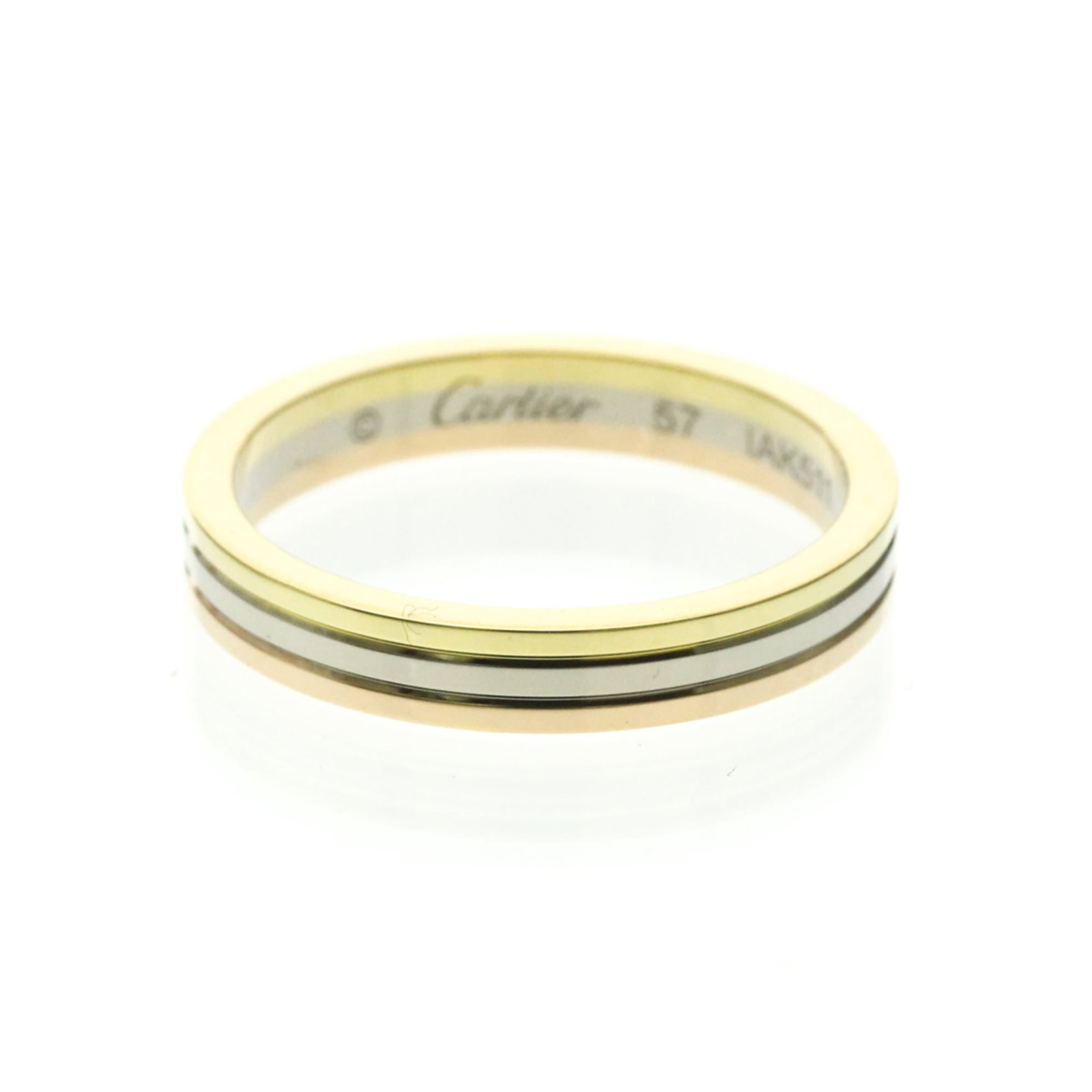 Pink Gold 18K Cartier Band Ring Yellow White: Pink Gold 18K Cartier Band Ring Yellow White Pink gold Cartier band ring with 18K metal purity, featuring a stylish fashion design in white and yellow gold options. This 57 US size, 8 width band ring 