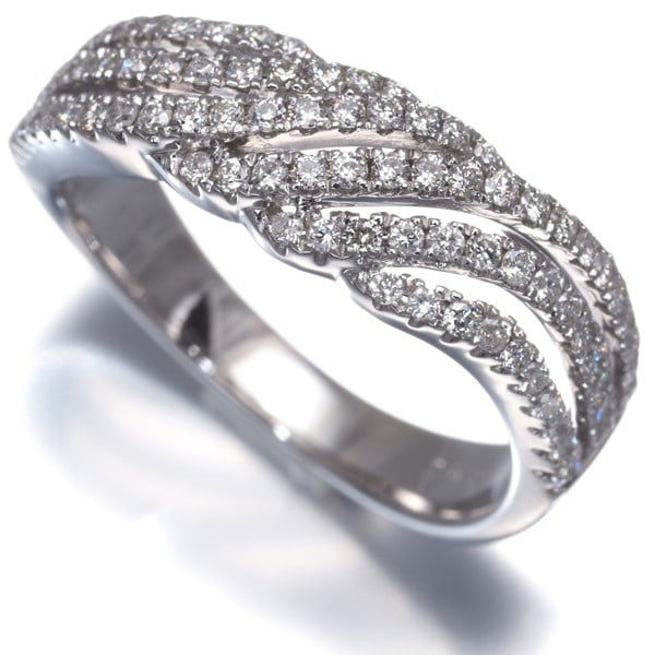 Diamond 0.50Ct Wave Ring 18K 750 White Gold (1 of 4)