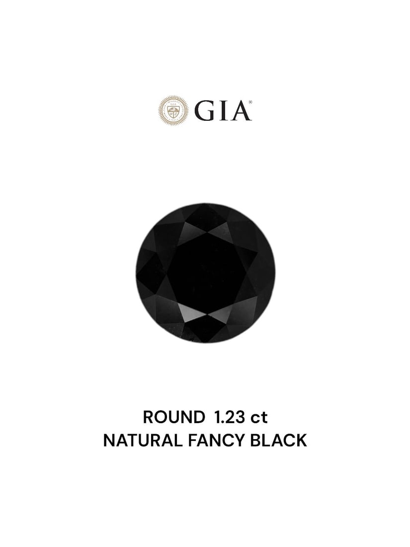 GIA Round 1.23ct Fancy Black VVS2 - Loose Natural Diamond: GIA Round 1.23ct Fancy Black VVS2 - Loose Natural Diamond The GIA Round 1.23ct Fancy Black VVS2 diamond boasts exceptional clarity and polish, with its EX symmetry and EX polish showcasing its high le