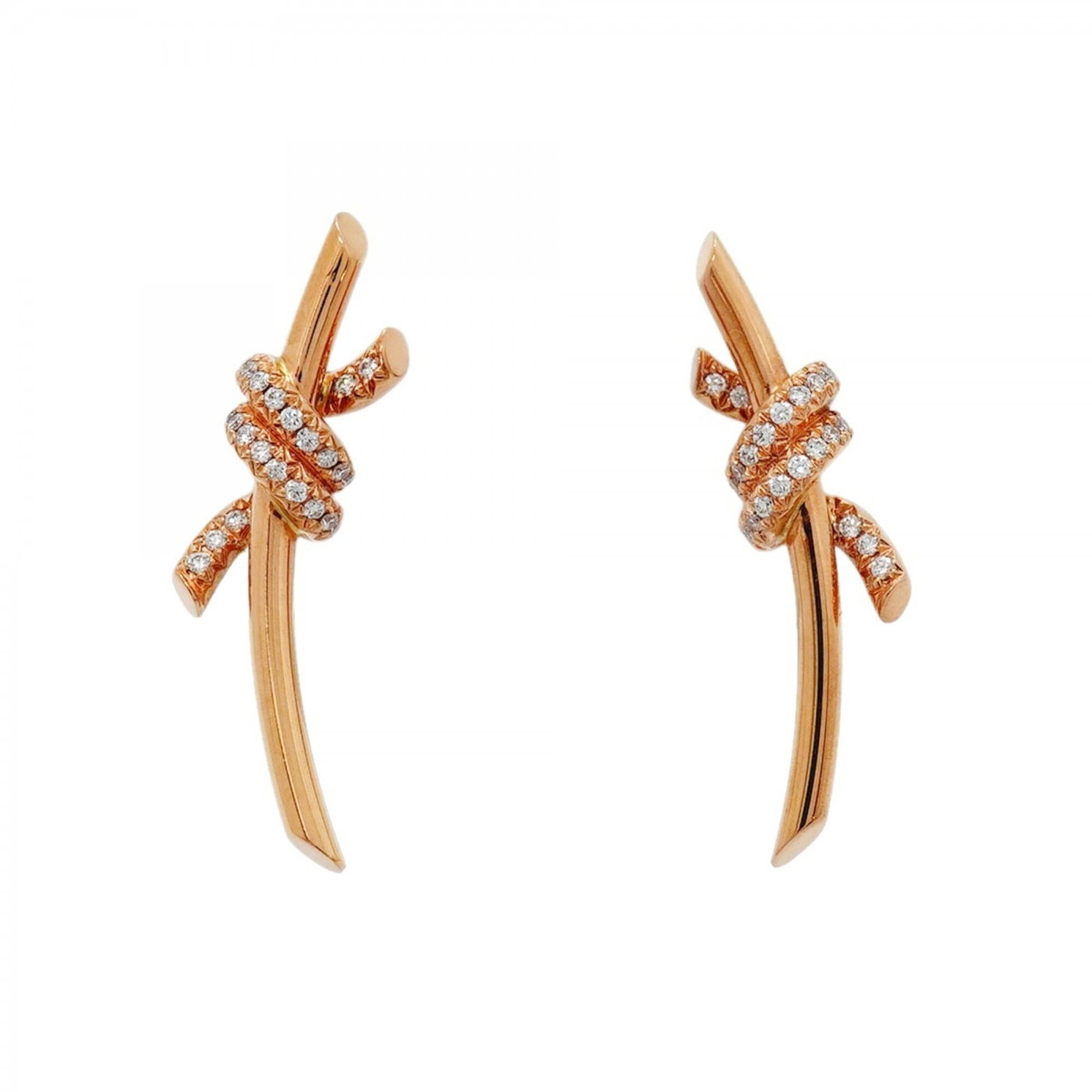 Pink Gold 18K Tiffany Stud Earrings: Pink Gold 18K Tiffany Stud Earrings Pink gold 18K Tiffany stud earrings boast elegant simplicity with their 24.40mm x 7.60mm diamond stone, set in a refined design that showcases the beauty of pink go