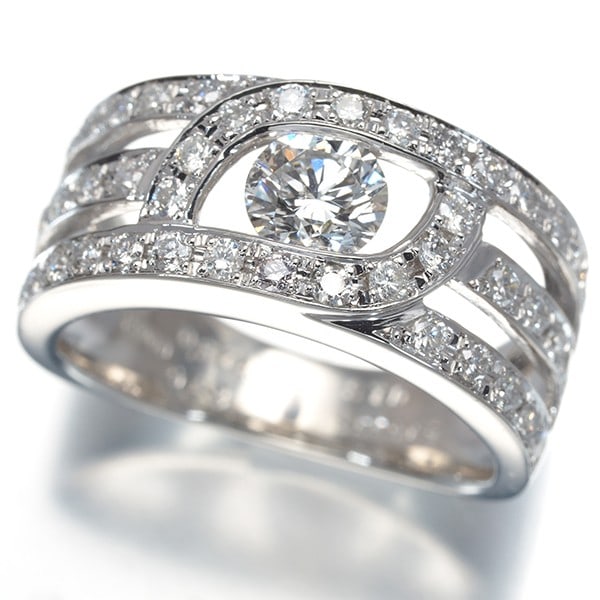 Diamond 0.574Ct/ 0.63Ct Openwork Ring 900 Platinum (1 of 4)