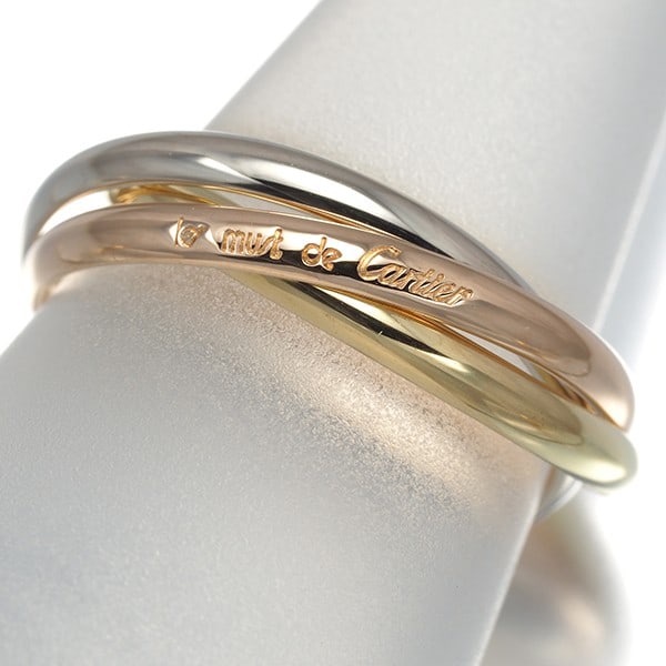Cartier Ring Trinity 3Color Xs Eu53 18K 750 Yellow White Rose Gold: Cartier Ring Trinity 3Color Xs Eu53 18K 750 Yellow White Rose Gold Cartier's Trinity collection is renowned for its striking multi-tone design, and this particular piece is no exception. With its