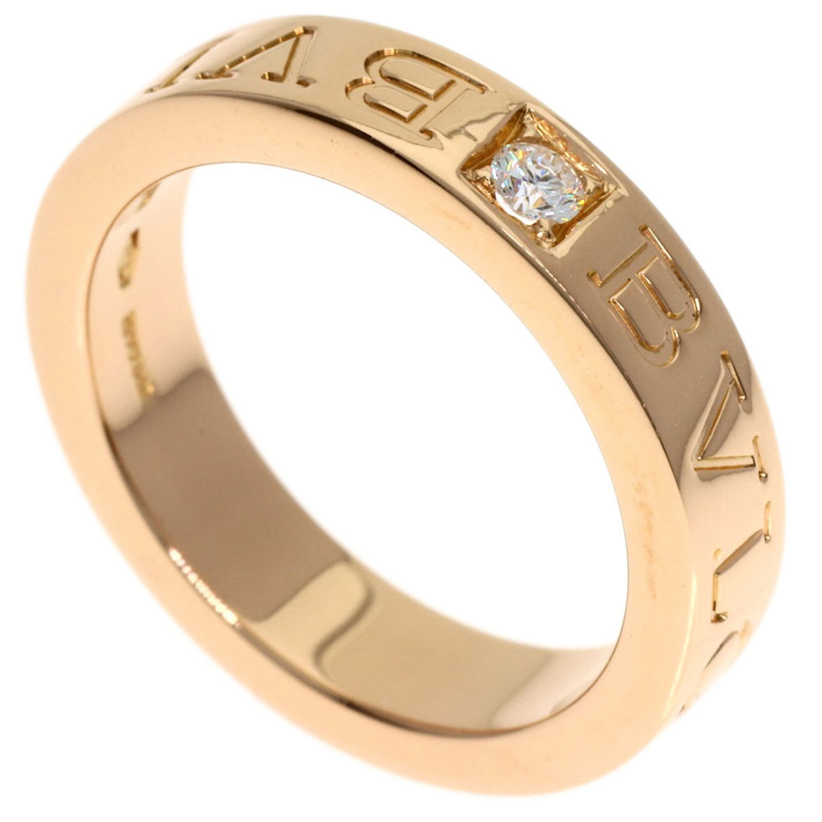 Bvlgari Band Ring Pink Gold (18K): Bvlgari Band Ring Pink Gold (18K) Pink gold (18K) band ring from Bvlgari, available in US size 4. This elegant ring features the iconic brand's signature style with a subtle pink hue. A classic access