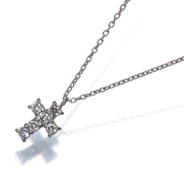 Diamond 0.18Ct Cross Platinum 900 850 Necklace Vendome: Diamond 0.18Ct Cross Platinum 900 850 Necklace Vendome Platinum pendant in cross shape, featuring a natural diamond weighing 0.18ct, set on a 900/850 platinum chain with a total length of 37-41cm and 