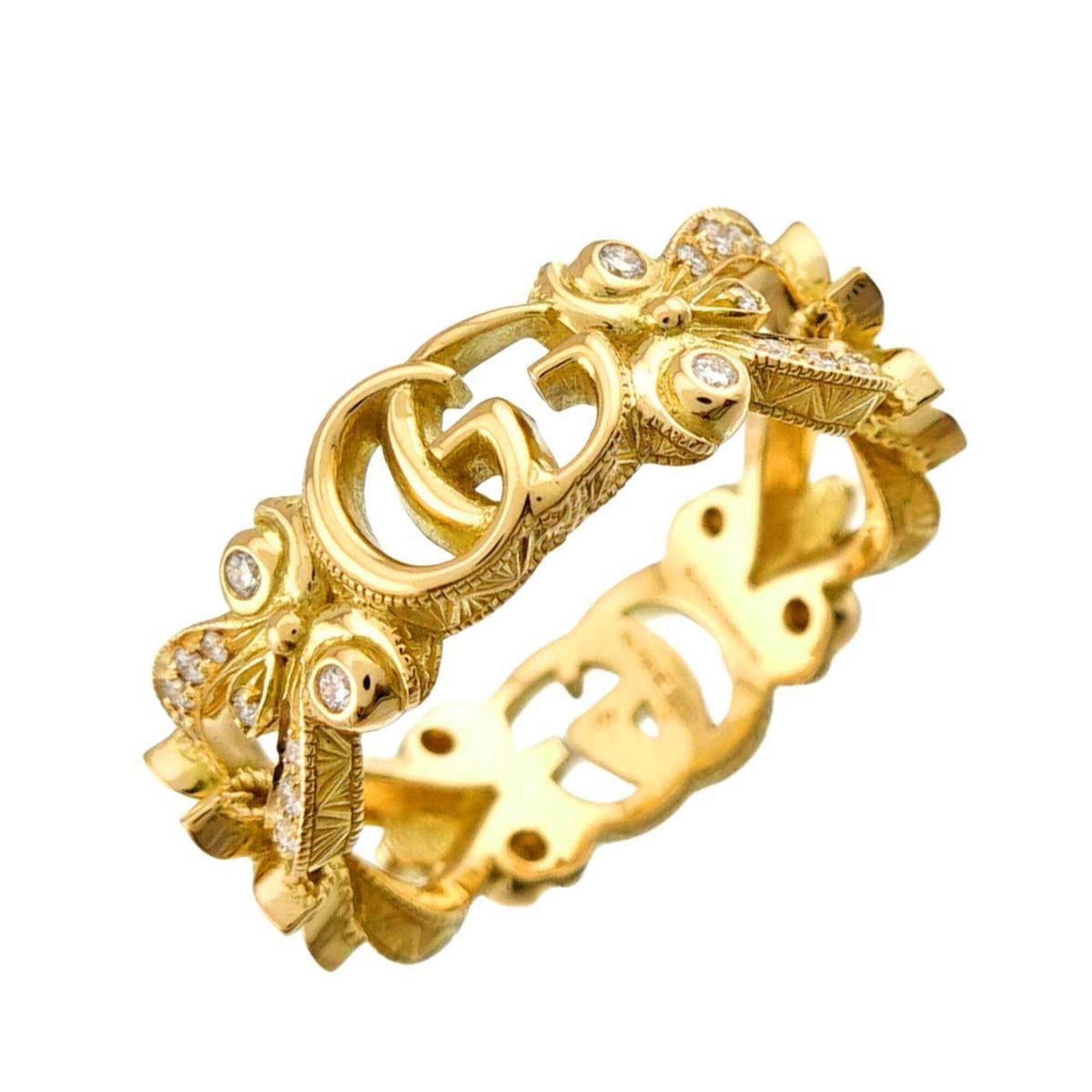 Gucci Band Ring in Yellow Gold: Gucci Band Ring in Yellow Gold Yellow gold (18K) Gucci band ring in a sleek and modern design, available in US size 4.5. This stylish accessory features the iconic Gucci brand and is crafted from high