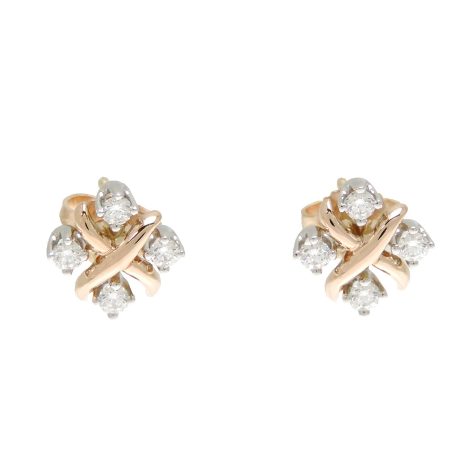 Pink Gold 18K Stud Earrings White Gold 18K: Pink Gold 18K Stud Earrings White Gold 18K Pink gold and white gold 18K stud earrings feature a diamond with dimensions 10.00mm x 10.00mm / 0.39'' x 0.39''. The earrings are made from high-quality