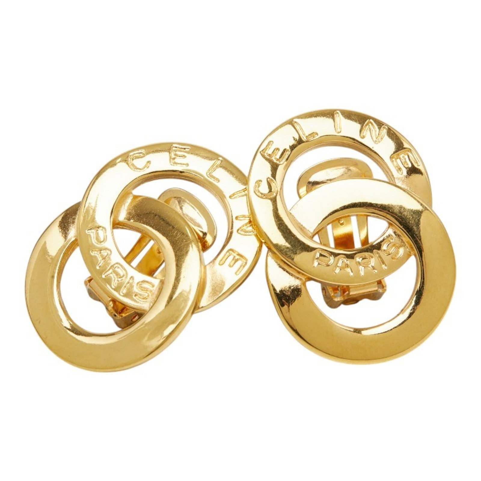 Clip earrings by Celine: Clip earrings by Celine Clip earrings by Celine, featuring a sleek gold design with precise dimensions of 3.62mm x 2.63mm / 0.14'' x 0.10''. Made from high-quality materials, these clip earrings