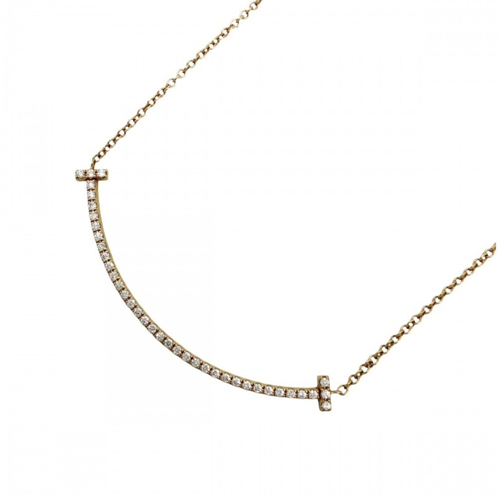 Tiffany & Co. T Smile Small Pendant Necklace For Women Adjustable 18K Yellow Gold (Au750) Diamond: Tiffany & Co. T Smile Small Pendant Necklace For Women Adjustable 18K Yellow Gold (Au750) Diamond Tiffany & Co. T Smile Small Pendant Necklace For Women Adjustable 18K Yellow Gold (Au750) Diamond - A 