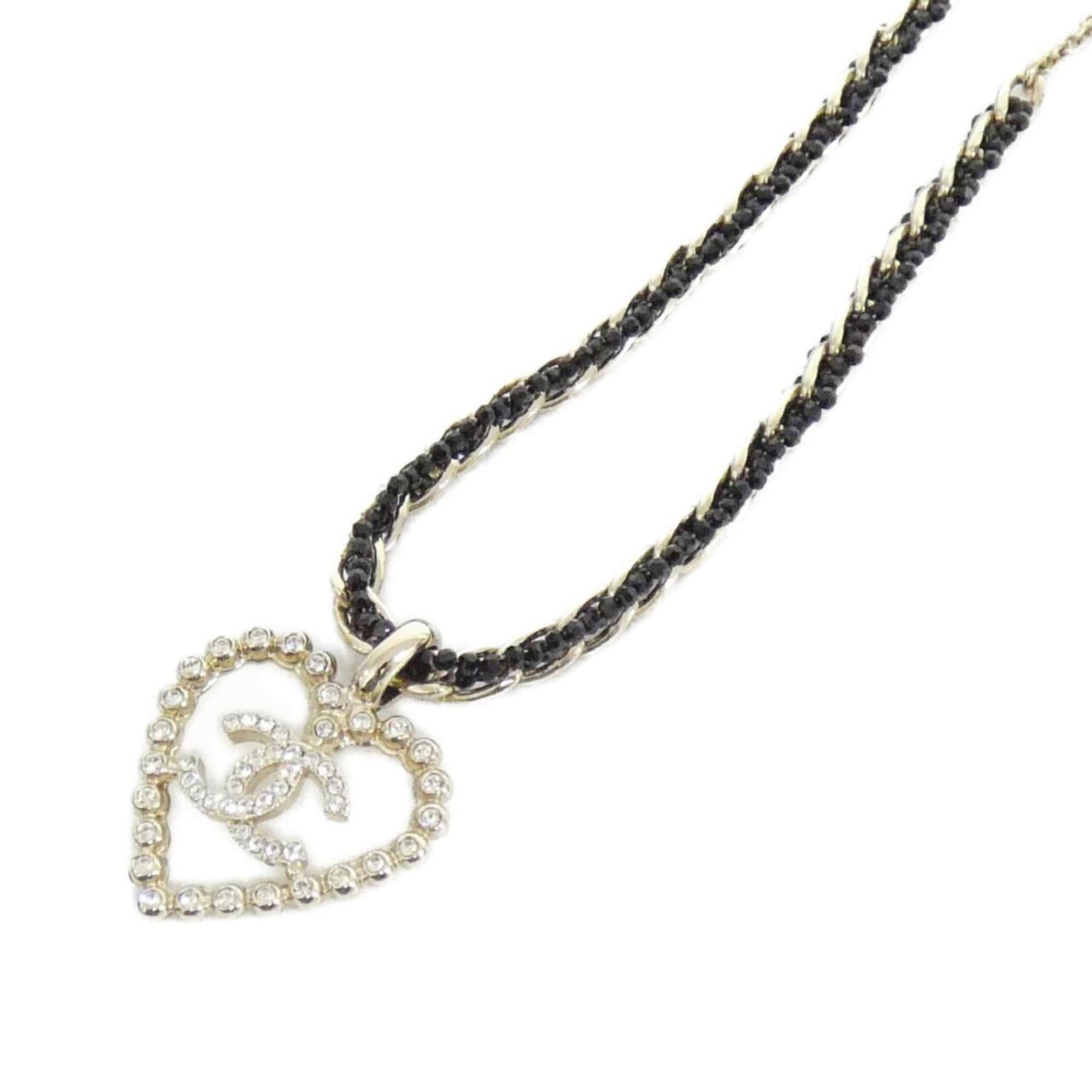 Abf453 Necklace By Chanel: Abf453 Necklace By Chanel Black, gold crystal necklace with a 32mm x 25mm pendant and adjustable neck circumference of 31-37cm. The item comes in its original box. This Chanel MPN ABF453 Necklace is a