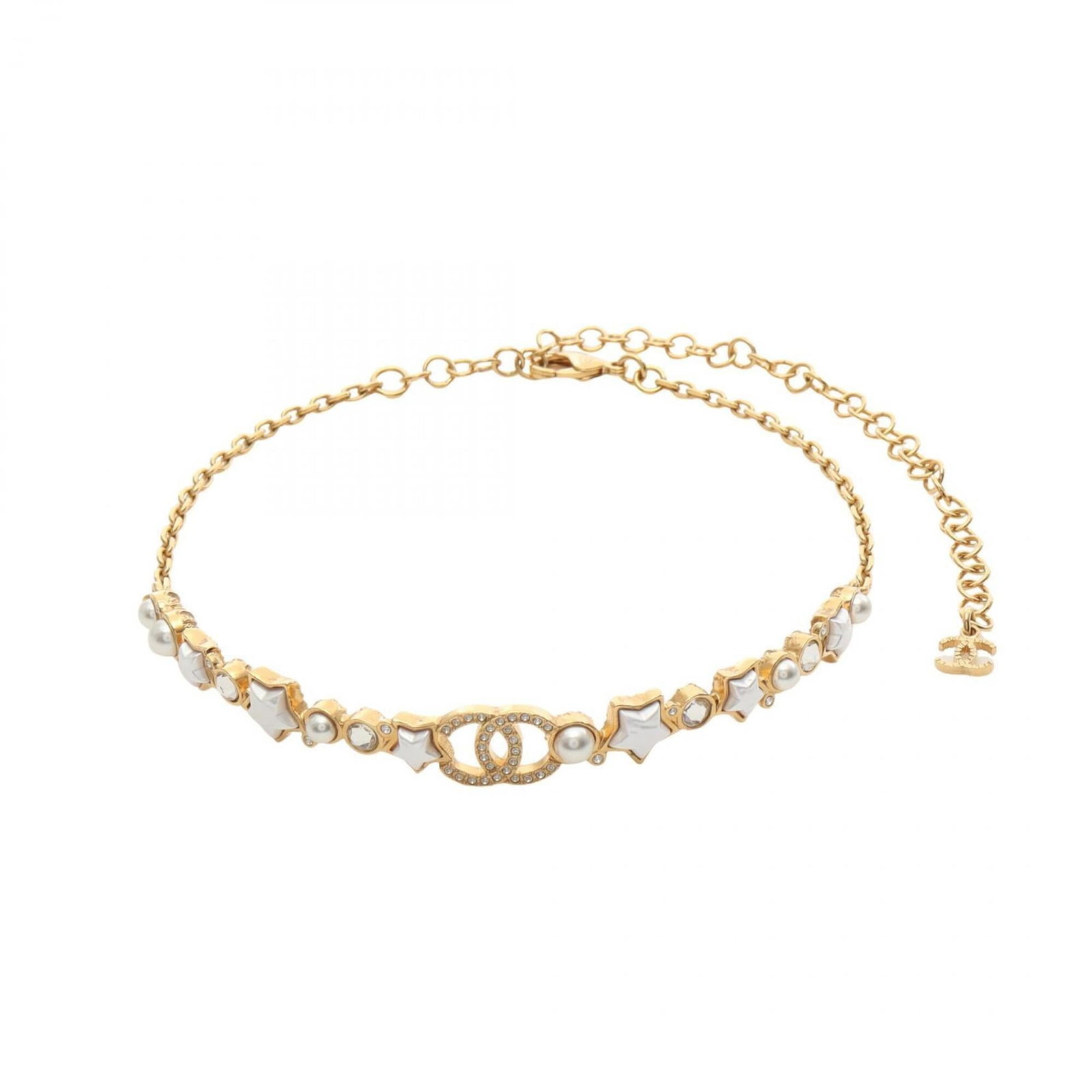 Chanel Coco Mark Star Choker Accessory Gold Plated (Gp) Faux Pearl Rhinestone Women'S Gold White: Chanel Coco Mark Star Choker Accessory Gold Plated (Gp) Faux Pearl Rhinestone Women'S Gold White Chanel's iconic Coco Mark Star Choker Accessory shines in gold plated elegance, featuring faux pearls