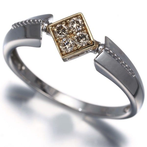 Gstv Ring Diamond 0.30Ct Flip Reversible Us9.25-9.5 18K Wg/ Yg: Gstv Ring Diamond 0.30Ct Flip Reversible Us9.25-9.5 18K Wg/ Yg Multi-tone gold metal craftsmanship meets natural elegance in this 18k GSTV Ring Diamond, featuring a total of 0.30ct diamond stone set