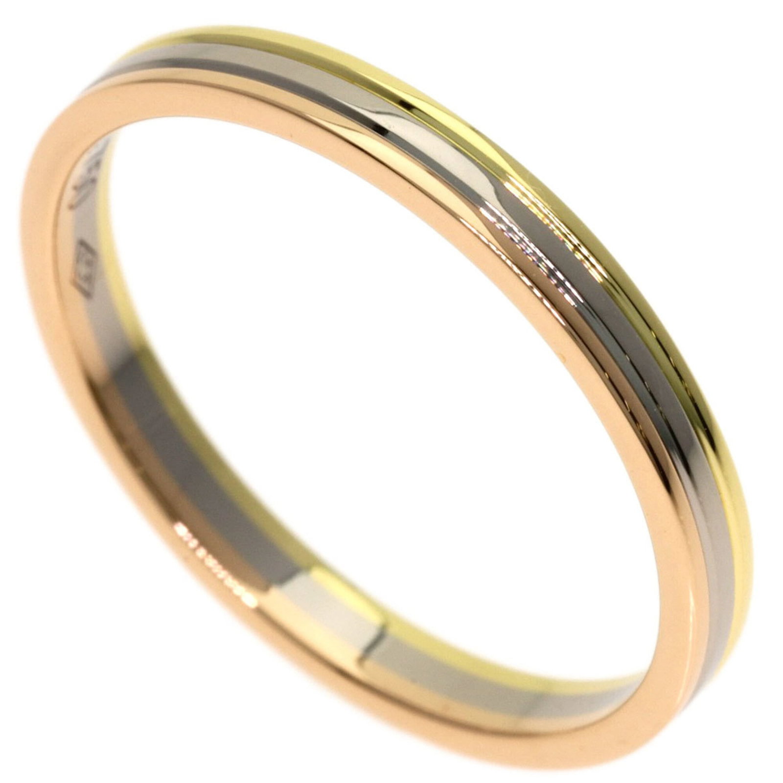 Pink Gold 18K Cartier Band Ring Yellow White: Pink Gold 18K Cartier Band Ring Yellow White Pink Gold 18K Cartier Band Ring Yellow White - A stunning ring featuring pink gold (18K) and white gold (18K) in a sleek band design, available in US size 