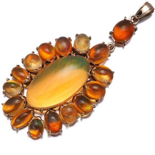 Yellow Gold Fire Opal Pendant 18K (1 of 4)