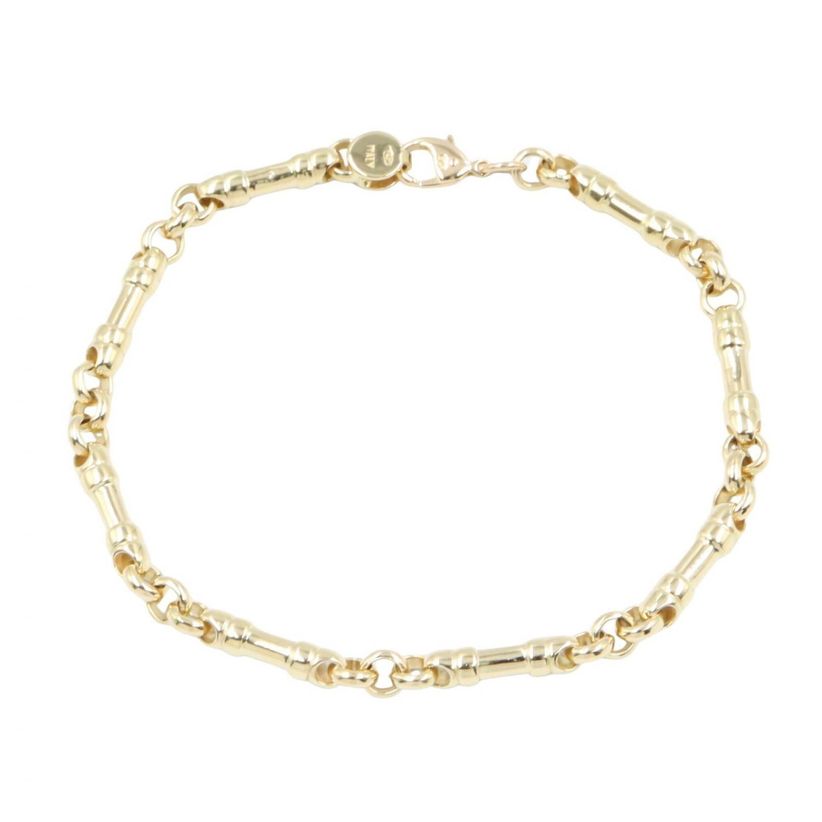 Charm Bracelet of Tiffany: Charm Bracelet of Tiffany Made from 18K yellow gold, this Tiffany charm bracelet features a delicate bamboo design. Measuring 21cm in length, it weighs 18.4g and boasts a classic, elegant look that su