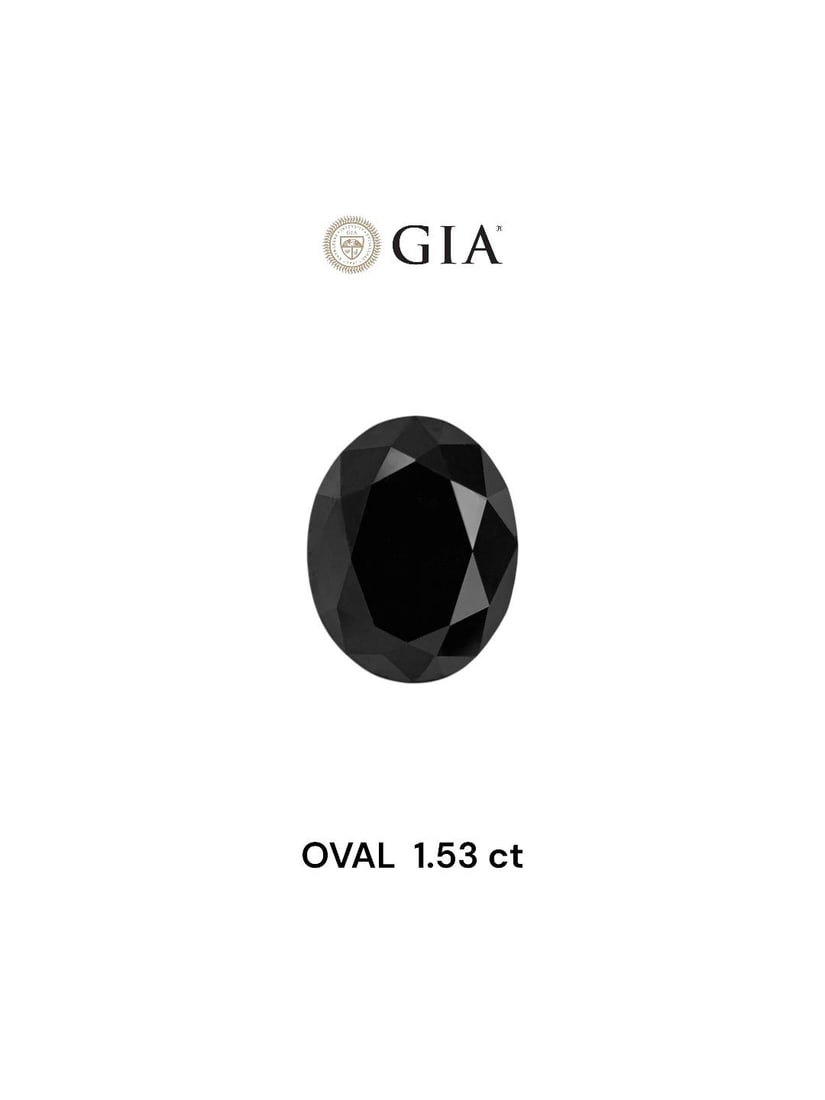 GIA Oval 1.53ct Fancy Black VVS2 - Loose Natural Diamond: GIA Oval 1.53ct Fancy Black VVS2 - Loose Natural Diamond GIA certified, this loose natural diamond boasts an impressive oval cut and exceptional clarity with a VVS2 rating. Its Fancy Black color adds