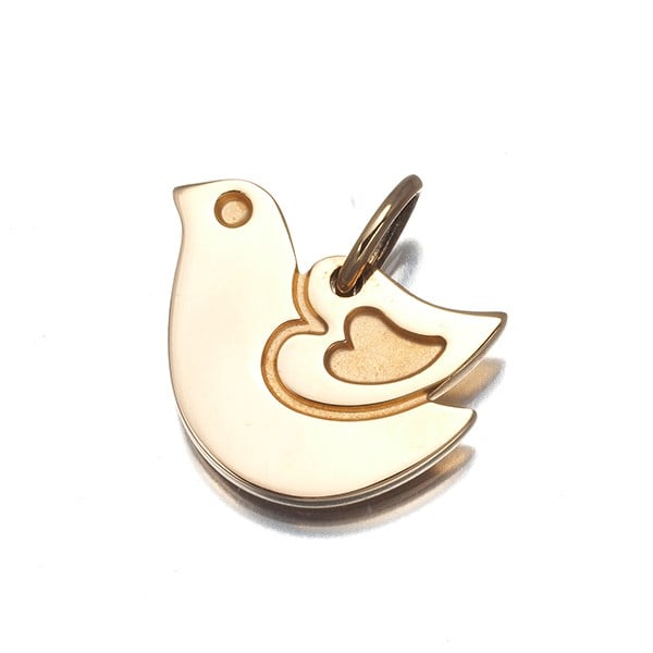 Tiffany&Co. Pendant Lovey Dovey Dove 18K 750 Rose Gold: Tiffany&Co. Pendant Lovey Dovey Dove 18K 750 Rose Gold Tiffany & Co.'s Lovey Dovey Dove pendant shines in 18k rose gold, its delicate design measuring approximately 14.2mm in diameter. This beautiful