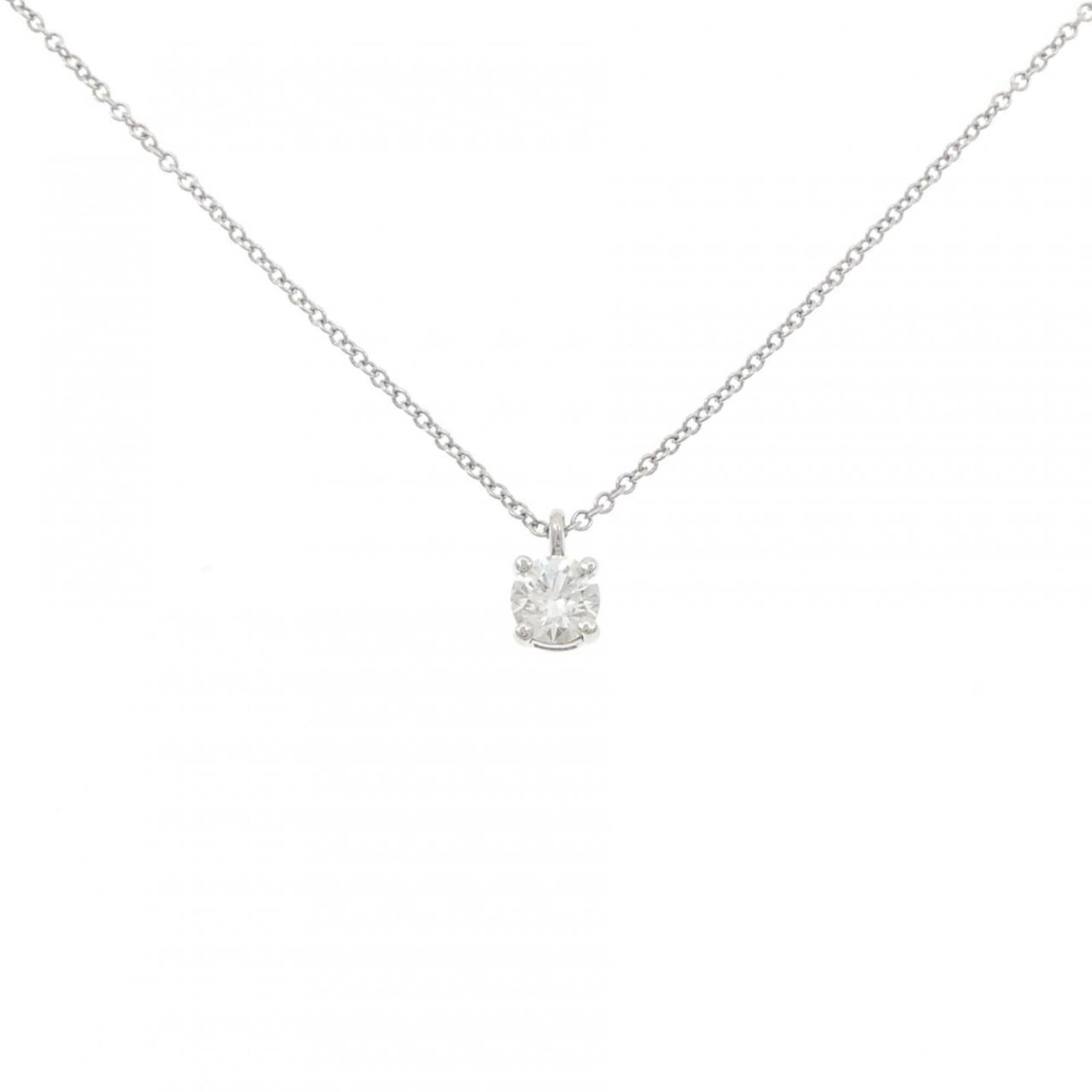 Solitaire Necklace by Tiffany: Solitaire Necklace by Tiffany Platinum pendant necklace from Tiffany featuring a 7.5mm x 4.5mm diamond, set in a solitaire design with a 41 cm circumference. This elegant piece is crafted from