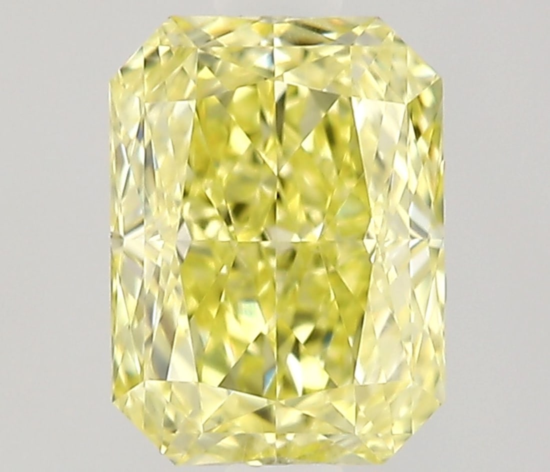 GIA Radiant 0.6ct Fancy Yellow VVS1 - Loose Natural Diamond: GIA Radiant 0.6ct Fancy Yellow VVS1 - Loose Natural Diamond GIA-certified Fancy Yellow diamond, boasting an exceptional VVS1 clarity grade and EX polish. This loose natural gem measures 5.57L x 4.13W 