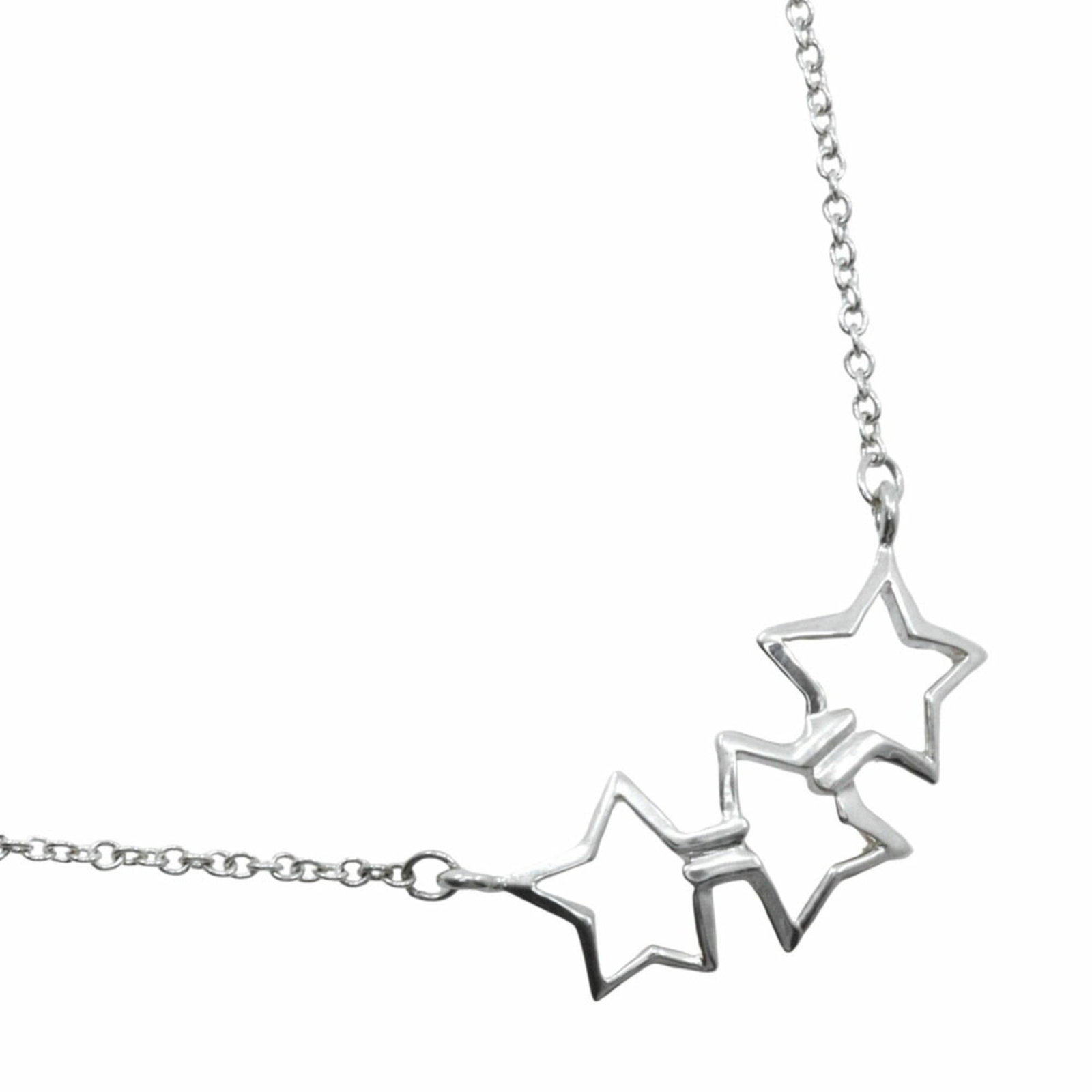 Tiffany & Co. Triple Star Necklace 925 Sterling Silver Approx. 2.3G Women'S: Tiffany & Co. Triple Star Necklace 925 Sterling Silver Approx. 2.3G Women'S Tiffany & Co. Triple Star Necklace in sterling silver, featuring a 12mm x 23mm pendant with a 44 cm neck circumference, maki