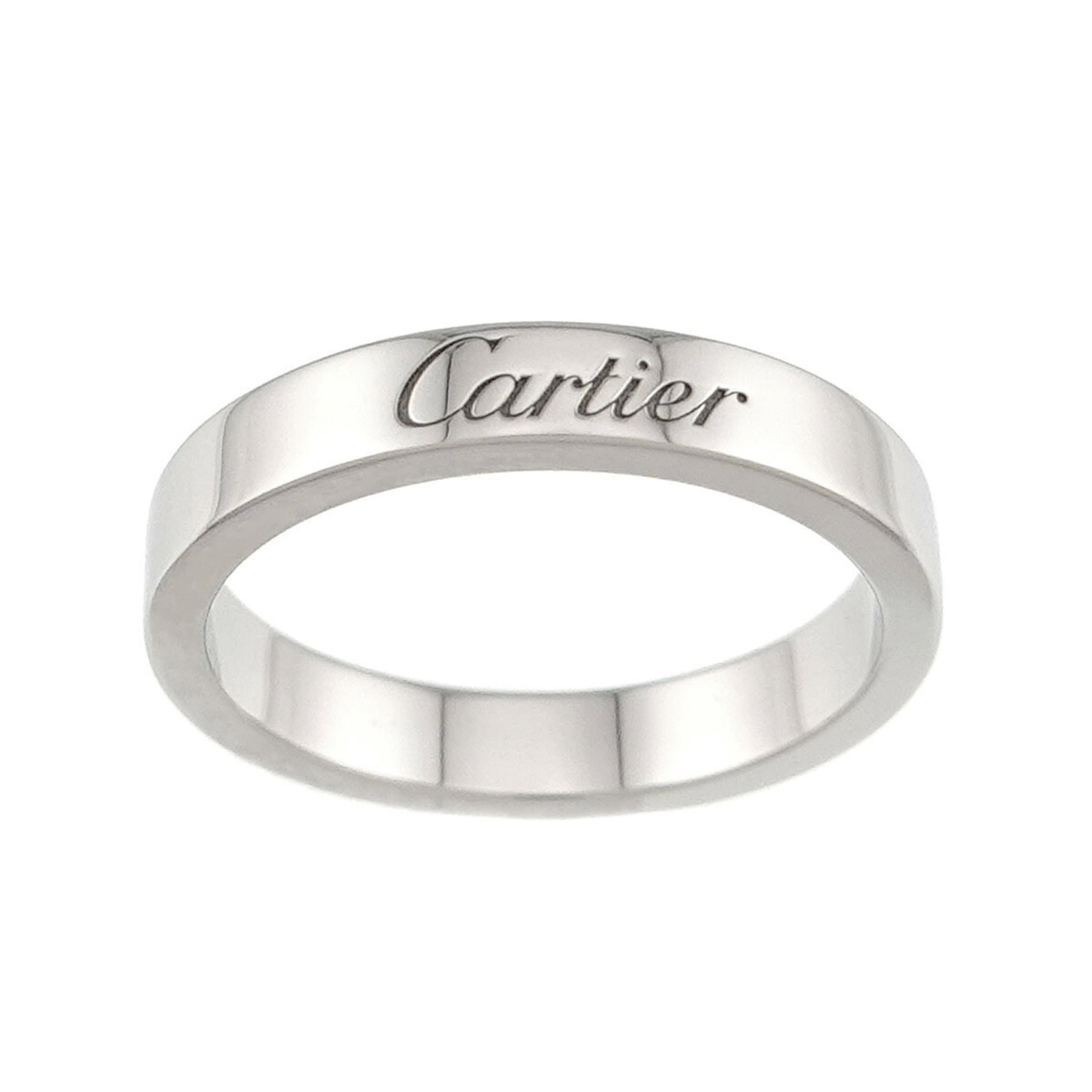 Cartier Band Ring Platinum 950: Cartier Band Ring Platinum 950 Cartier Band Ring in Platinum 950 features a sleek design with a signature. This women's band ring is made from high-quality platinum, measuring 48 US and size 4.5. A no