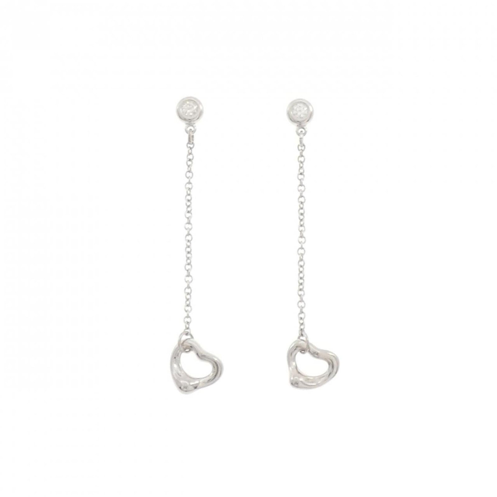 Tiffany Drop Earrings Platinum 950: Tiffany Drop Earrings Platinum 950 Tiffany's iconic Open Heart design shines in these stunning platinum drop earrings, featuring a large 38.90mm diamond set against a sleek platinum backdrop. The