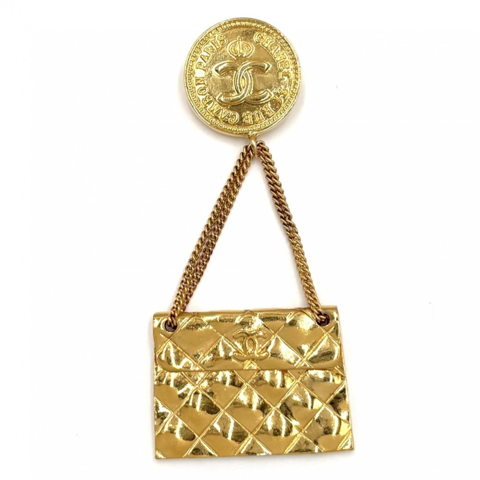 Chanel Brooch Gold Plating: Chanel Brooch Gold Plating Chanel's iconic brooch boasts elegant gold plating, adding a touch of sophistication to any outfit. Measuring 7.6cm x 3.4cm x 2.00mm, this stylish accessory is sure to make 