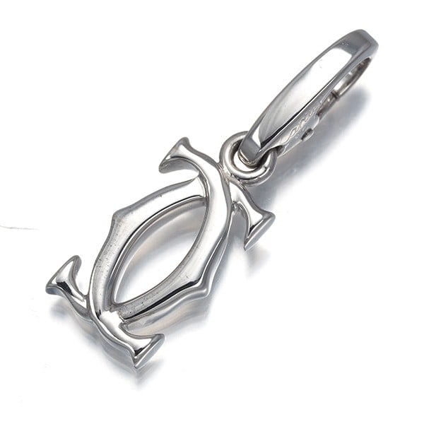 Diamond 2C Double C C2 Pendant Cartier 18K White Gold: Diamond 2C Double C C2 Pendant Cartier 18K White Gold Cartier's Double C de Cartier charm collection shines with this elegant 18k white gold pendant, featuring a natural diamond stone. The delicate de