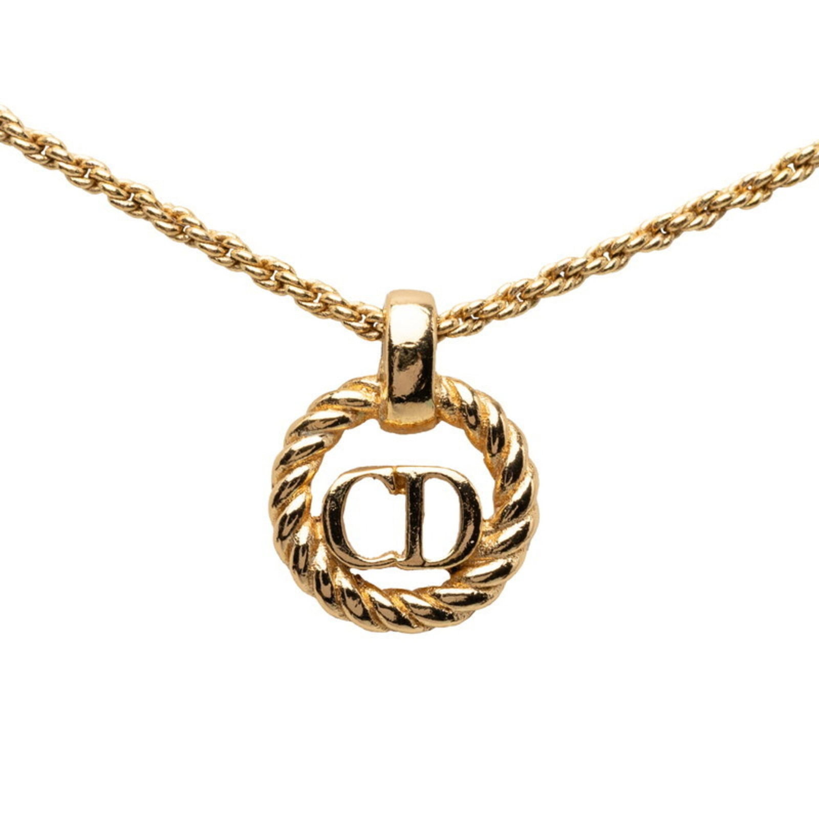 Christian Dior CD logo gold plated pendant necklace for women's.: Christian Dior CD logo gold plated pendant necklace for women's. Gold plated CD logo pendant necklace from Christian Dior, featuring a 15.8mm x 12.4mm gold plating design with a 45 cm / 17.71'' adjust