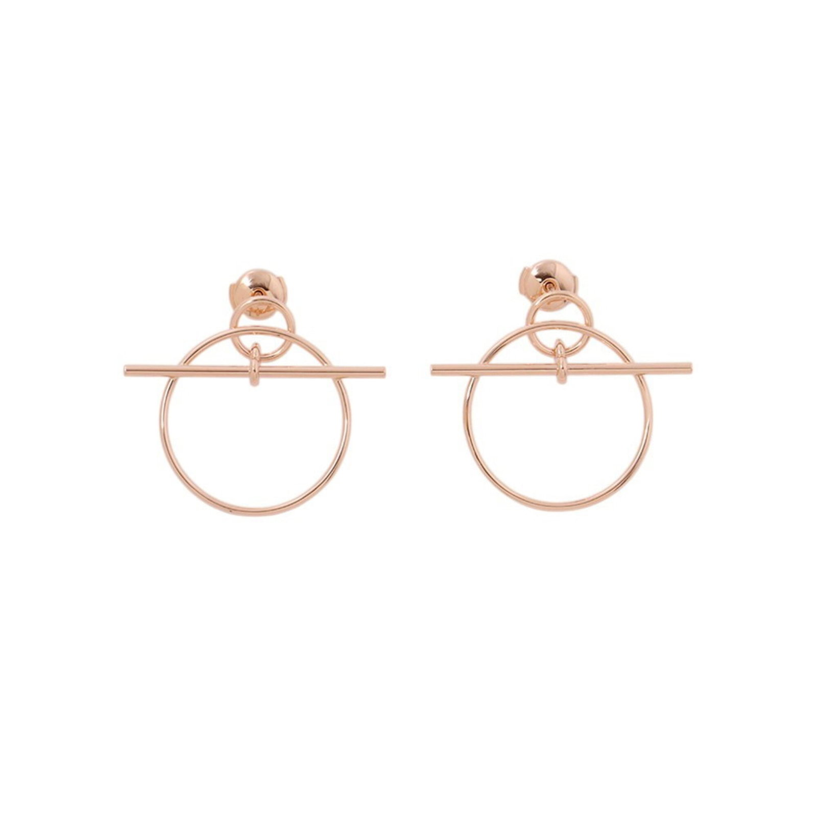 Pink Gold Stud Earrings Hermes: Pink Gold Stud Earrings Hermes Pink gold (18K) stud earrings from Hermes, featuring a distinctive pink hue and sleek design. Crafted with high-quality materials, these earrings showcase the luxury