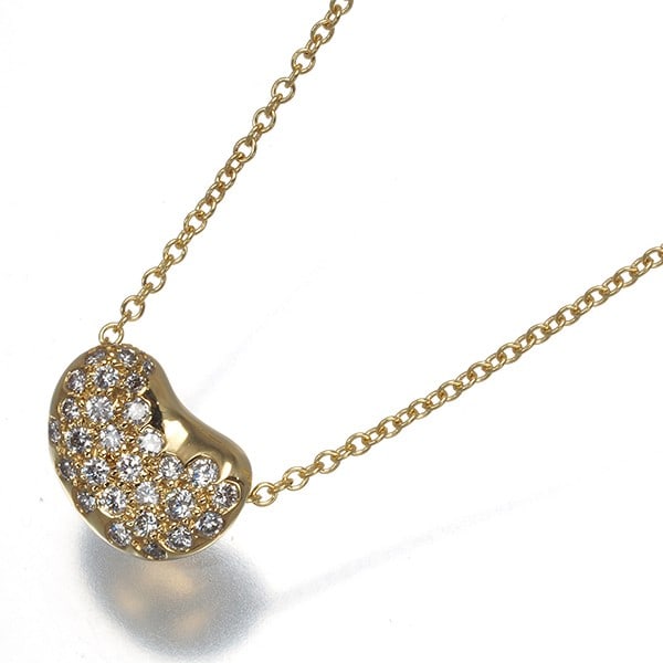 Tiffany&Co. Necklace Diamond Bean Paved 18K 750 Yellow Gold: Tiffany&Co. Necklace Diamond Bean Paved 18K 750 Yellow Gold Tiffany & Co.'s iconic yellow gold necklace features a stunning diamond bean pave design, showcasing a natural diamond set in an 18k setting