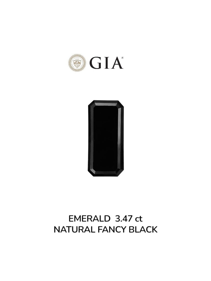 GIA Emerald 3.47ct Fancy Black VVS2 - Loose Natural Diamond: GIA Emerald 3.47ct Fancy Black VVS2 - Loose Natural Diamond GIA Emerald 3.47ct Fancy Black VVS2 - Loose Natural Diamond.This exquisite diamond boasts an impressive 3.47 carats, certified by the