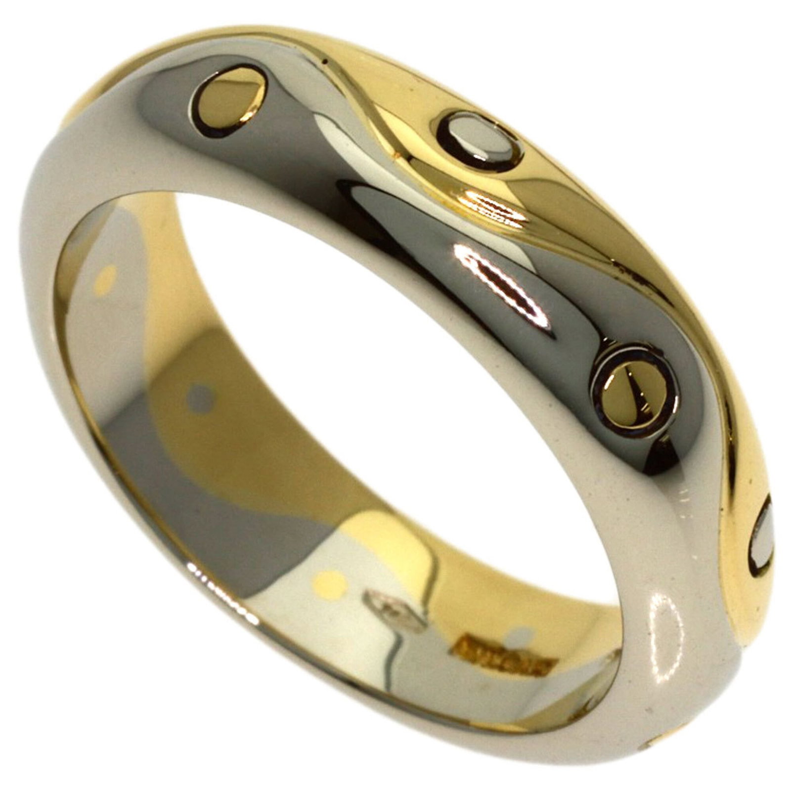 Bvlgari Band Ring: Bvlgari Band Ring Bvlgari Band Ring features an 18K gold band with a white and yellow metal combination, available in US size 5.5 and a width of 5mm. This elegant ring boasts a weight of 6.9g /