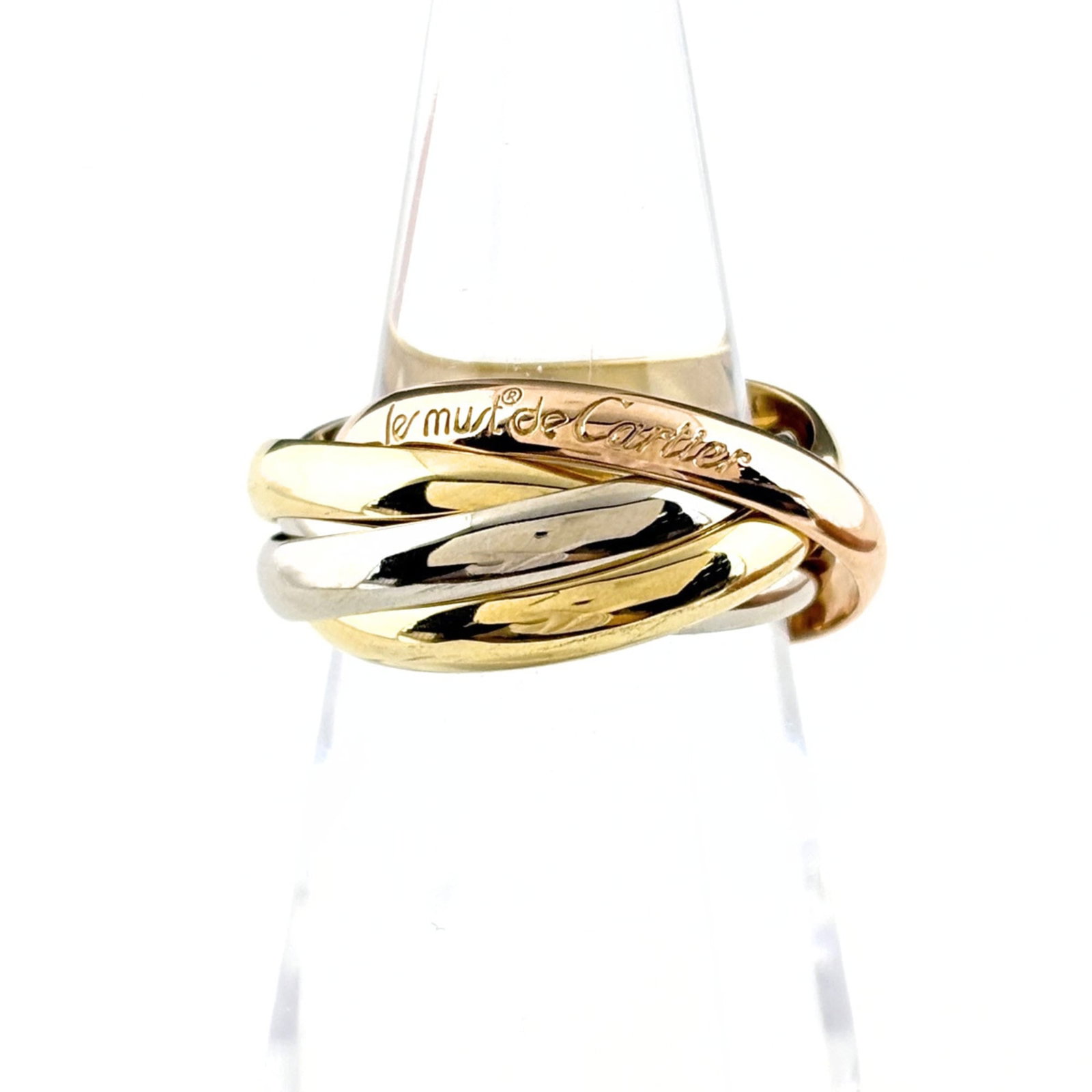 Pink Gold 18K Cartier Band Ring Yellow White: Pink Gold 18K Cartier Band Ring Yellow White Pink Gold 18K Cartier Band Ring Yellow White - A stunning band ring featuring pink gold, white gold, and yellow gold in a beautiful combination. This 50 US