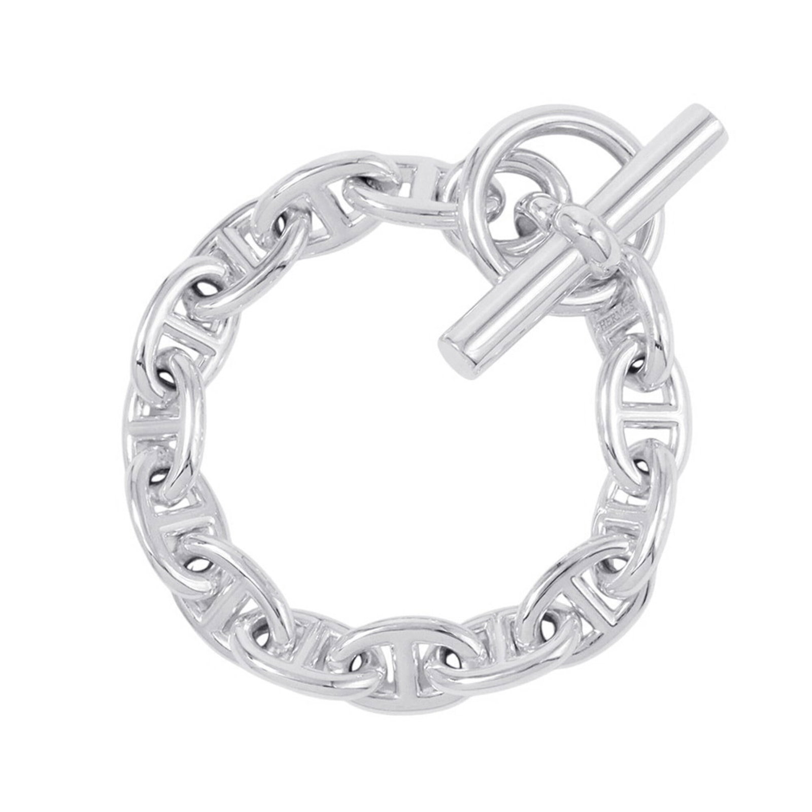 Silver Charm Bracelet Hermes: Silver Charm Bracelet Hermes Silver Charm Bracelet Hermes bears the signature of its creator, crafted from high-quality silver. This elegant charm bracelet features a sleek design and measures 12cm in