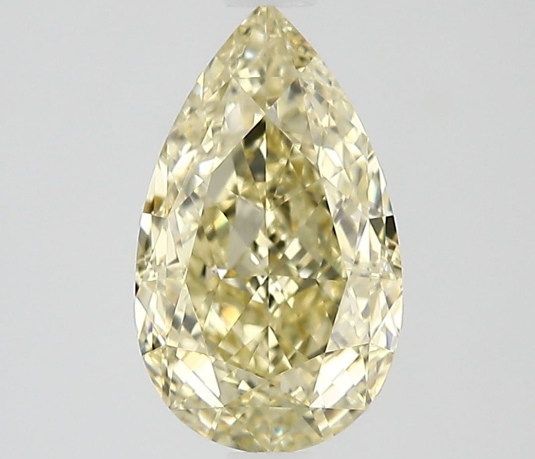 GIA Pear 1.5ct Fancy Light Yellow VVS1 - Loose Natural Diamond: GIA Pear 1.5ct Fancy Light Yellow VVS1 - Loose Natural Diamond GIA-certified Fancy Light Yellow VVS1 diamond, measuring 9.69L x 5.7W x 3.79H, boasts an EX polish and VG symmetry, while its natural