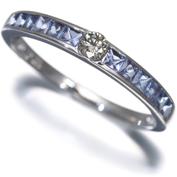 Diamond Tanzanite Ring 18K 750 White Gold (1 of 6)