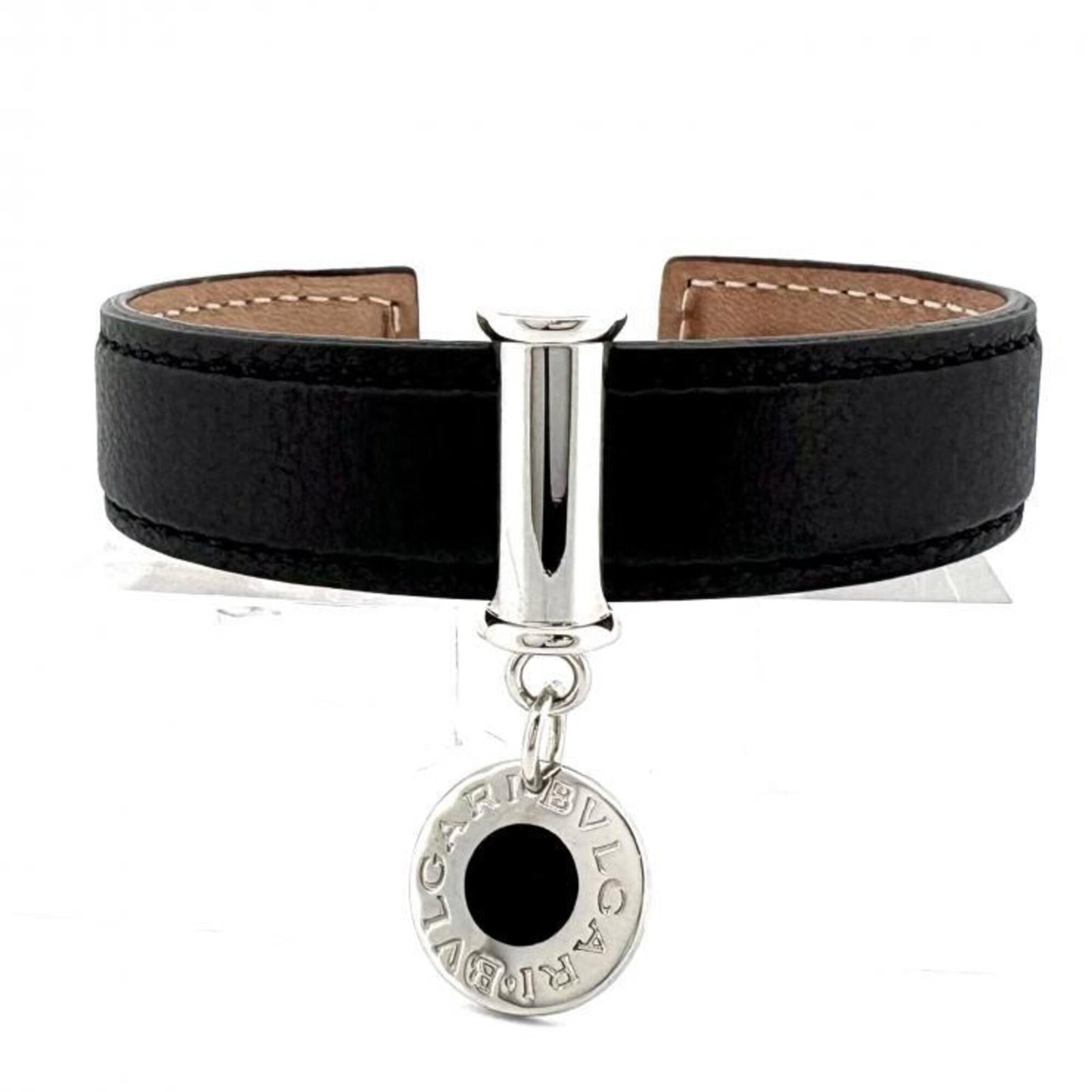 Bvlgari Charm Bracelet: Bvlgari Charm Bracelet Bvlgari Charm Bracelet in Black and Silver, measuring 17.5cm in length with a width of 1.5cm, adds a touch of elegance to any outfit. The sleek design features a classic charm s