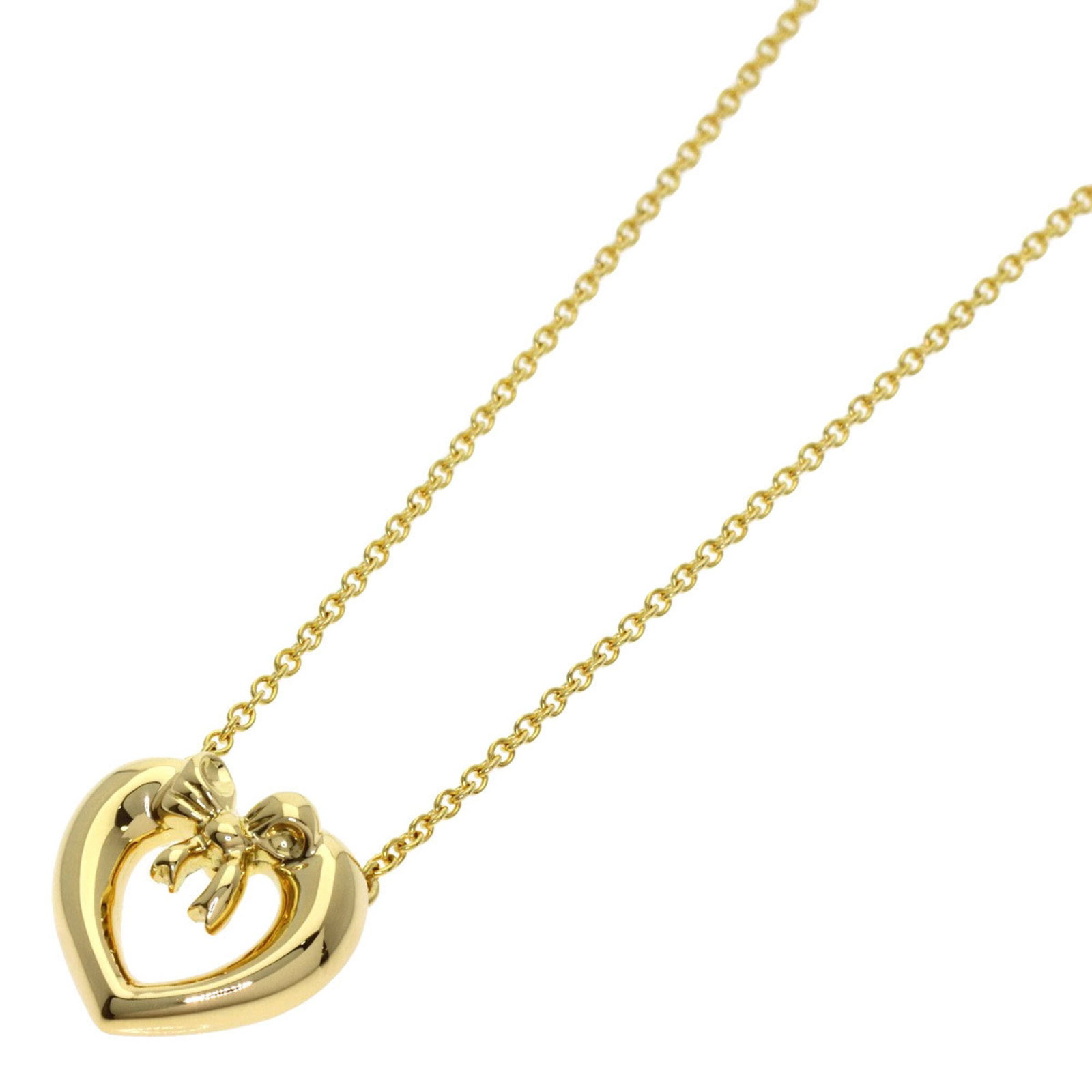 Heart ribbon necklace 18K yellow gold women's: Heart ribbon necklace 18K yellow gold women's 18K yellow gold necklace with a heart-shaped pendant, measuring 11.6mm x 12.3mm, suspended from a chain that fits a neck circumference of 42 cm /